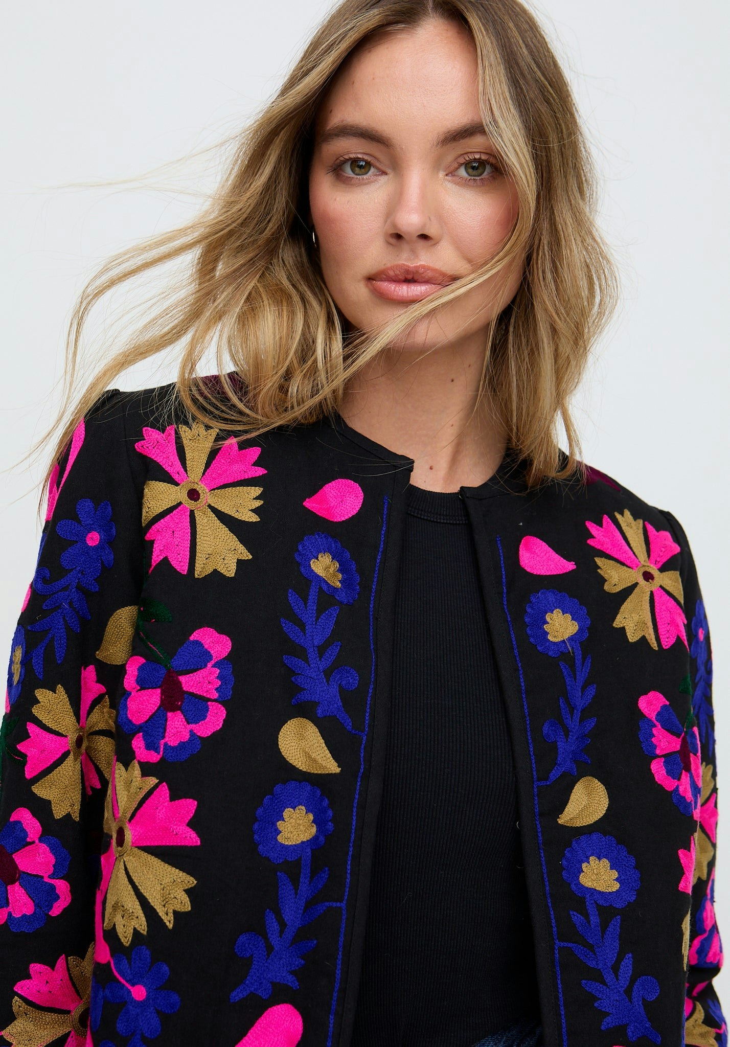 Raffya Black Halen Quilted Embroidered Jacket In - 12