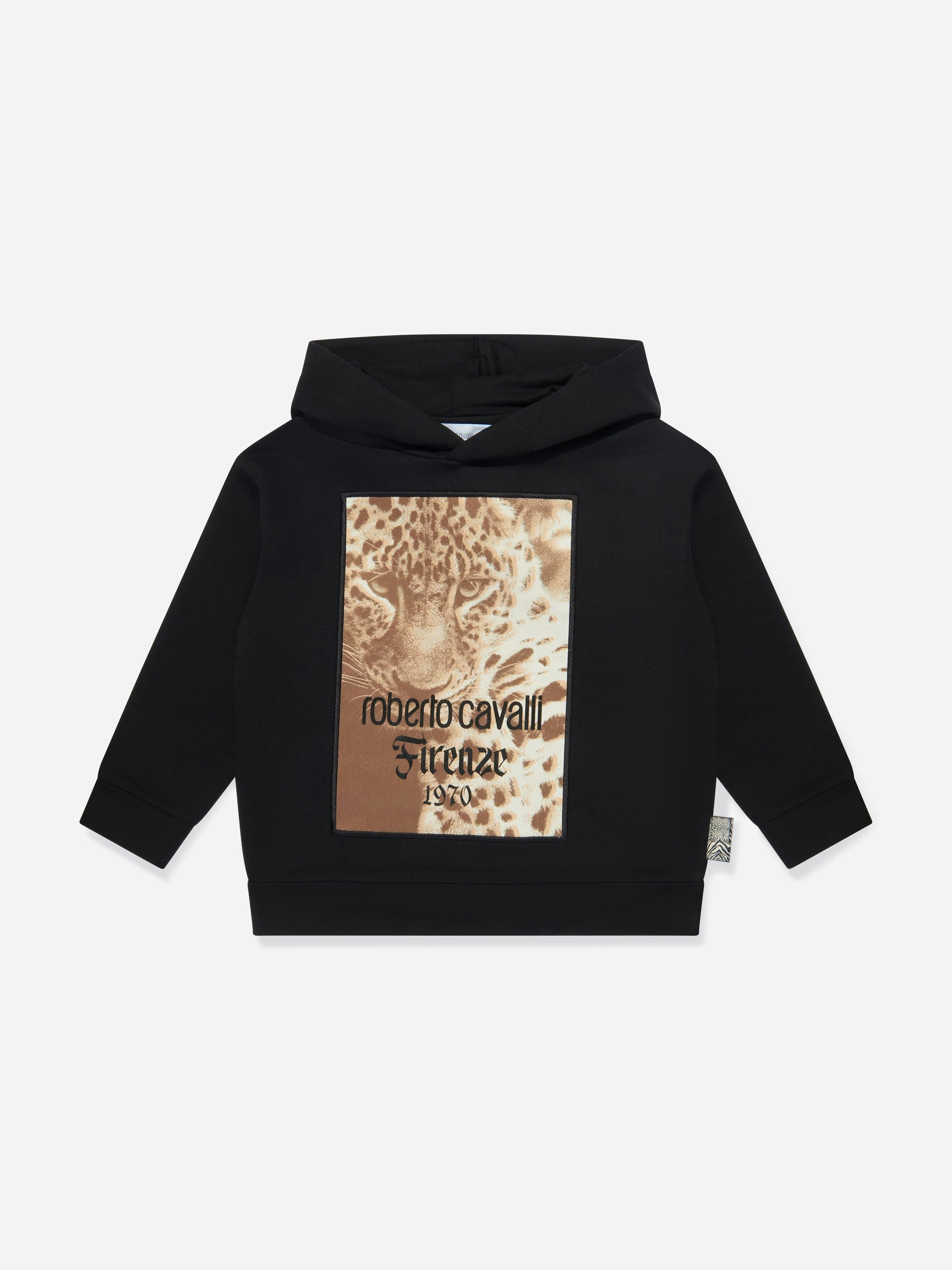 Roberto Cavalli Boys Black Tiger Hoodie In - 8 Yrs