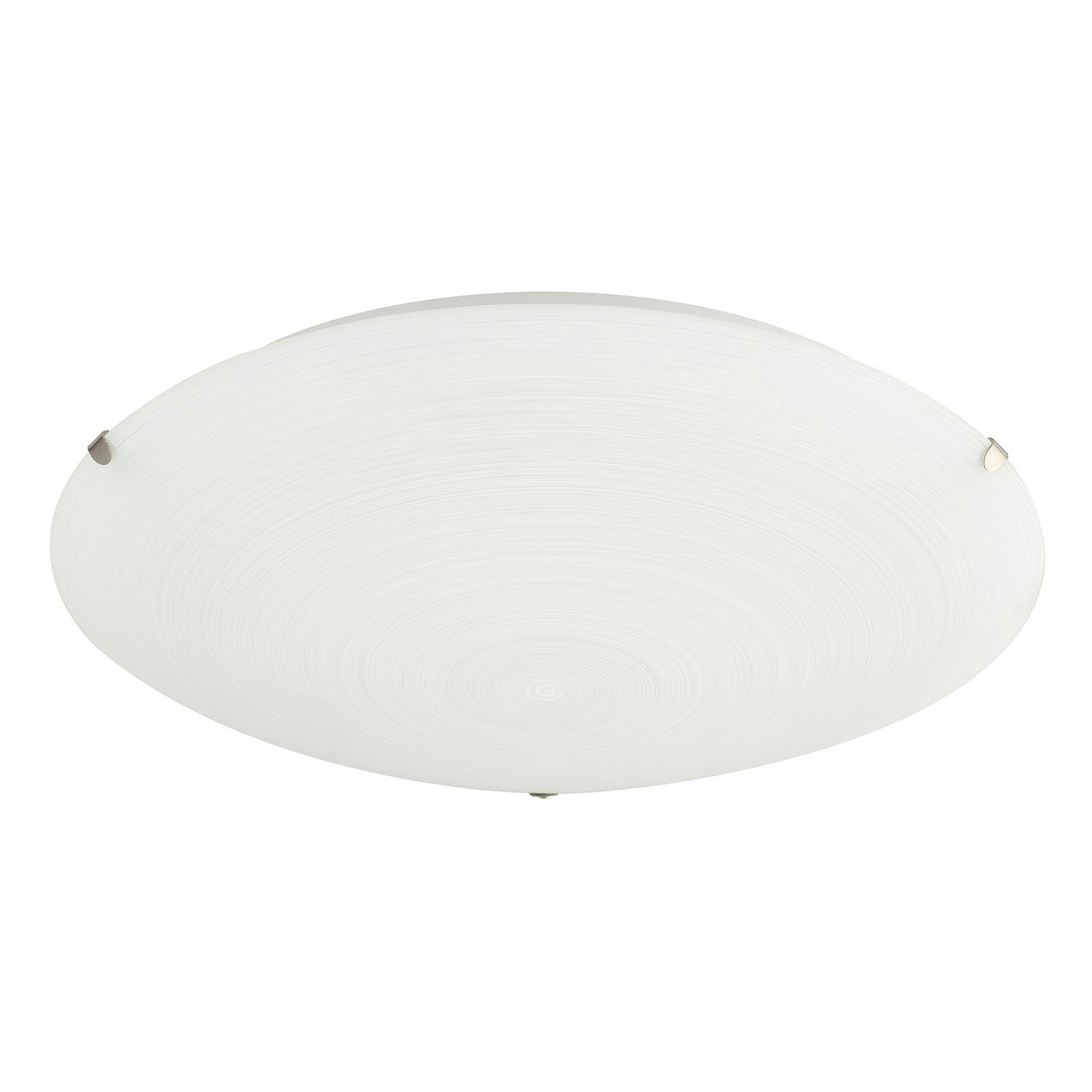 Happy Homewares White/Light Frosted Flush 30Cm Glass Ceiling Fitting With Soft Swirl Decoration