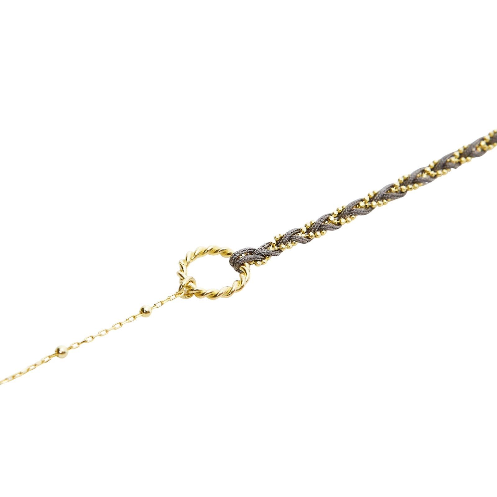 Spero London Silver/Grey Handmade Rope Braided Sterling Beaded Chain Bracelet