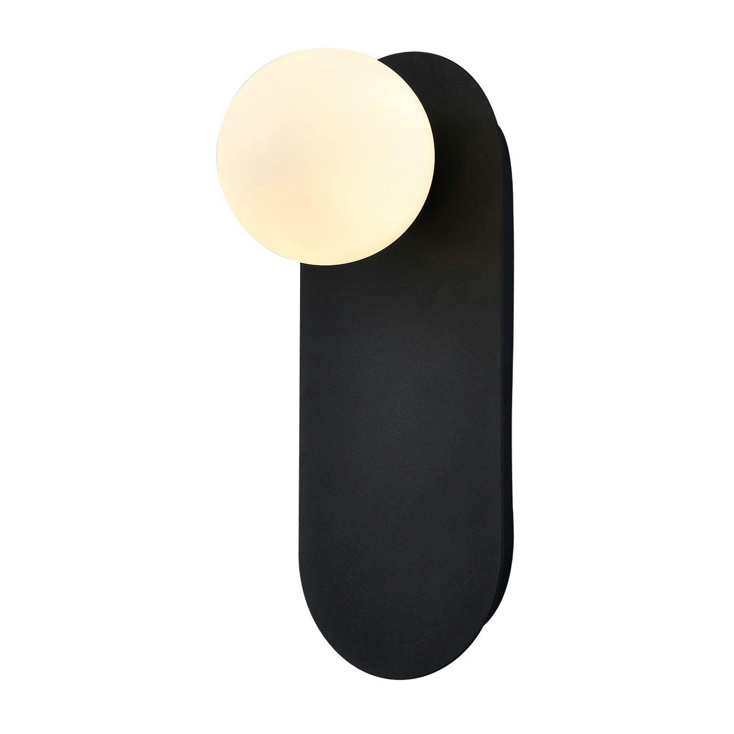 Happy Homewares Black/Light/White Matte Sand Led Wall With Opal Spherical Glass Shade