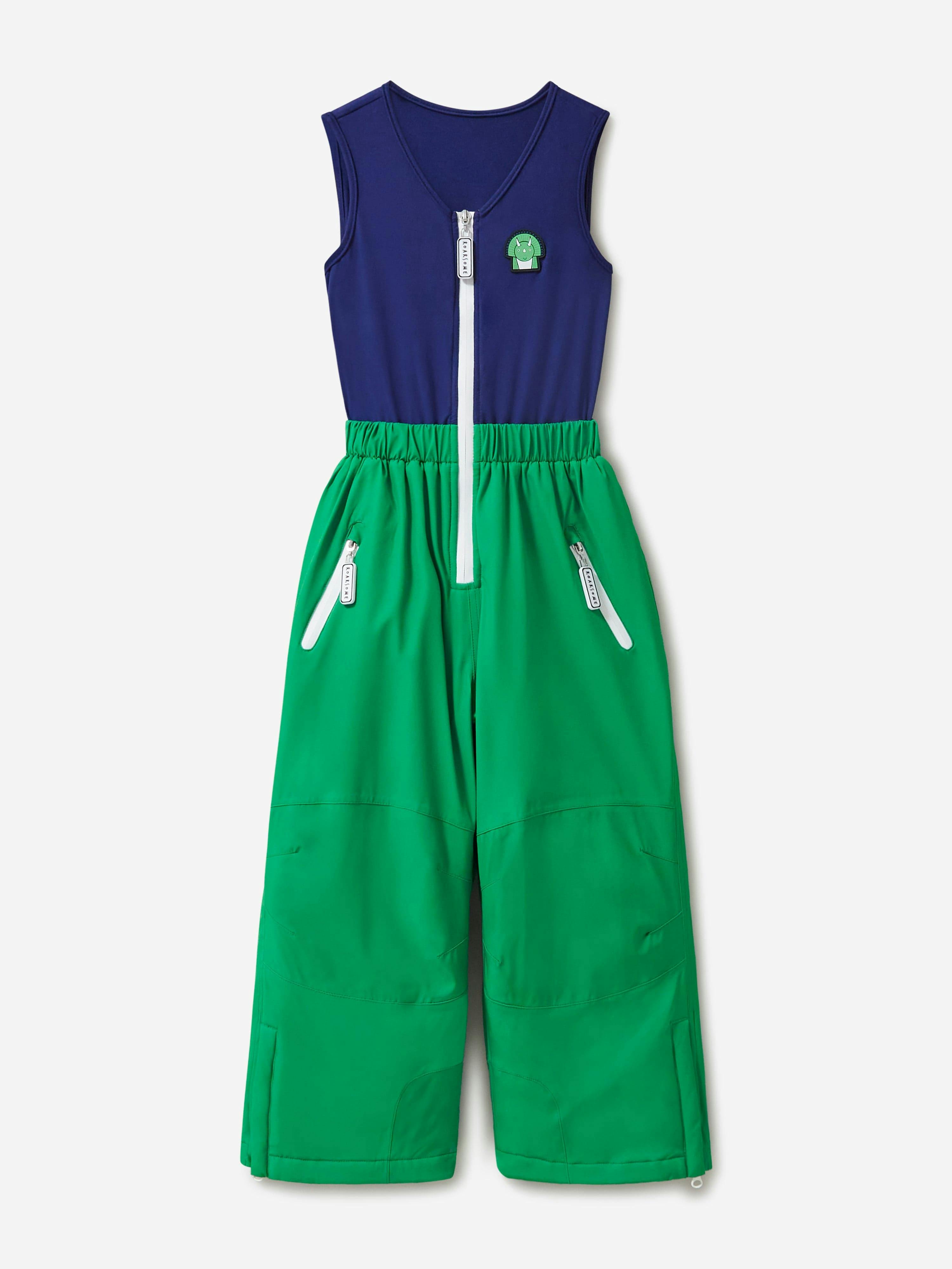 Roarsome Boys Green Spike The Dinosaur Ski Bottoms In - 8 - 9 Yrs