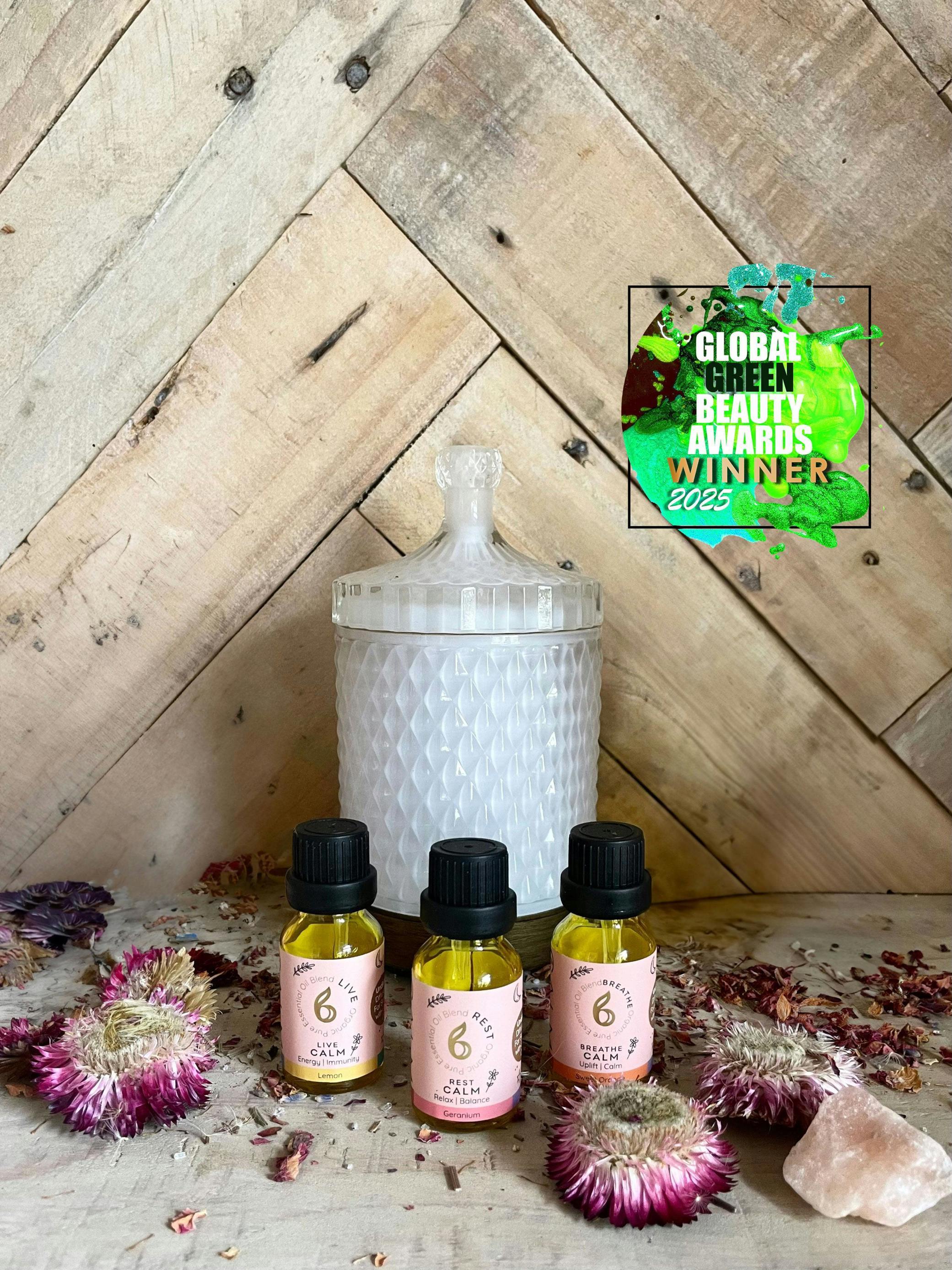 B Calm Orange/Lavender Aroma Diffuser With Blended Oil Steps - Stress Relief, Energy Boost, Sleep & Hormone Balance