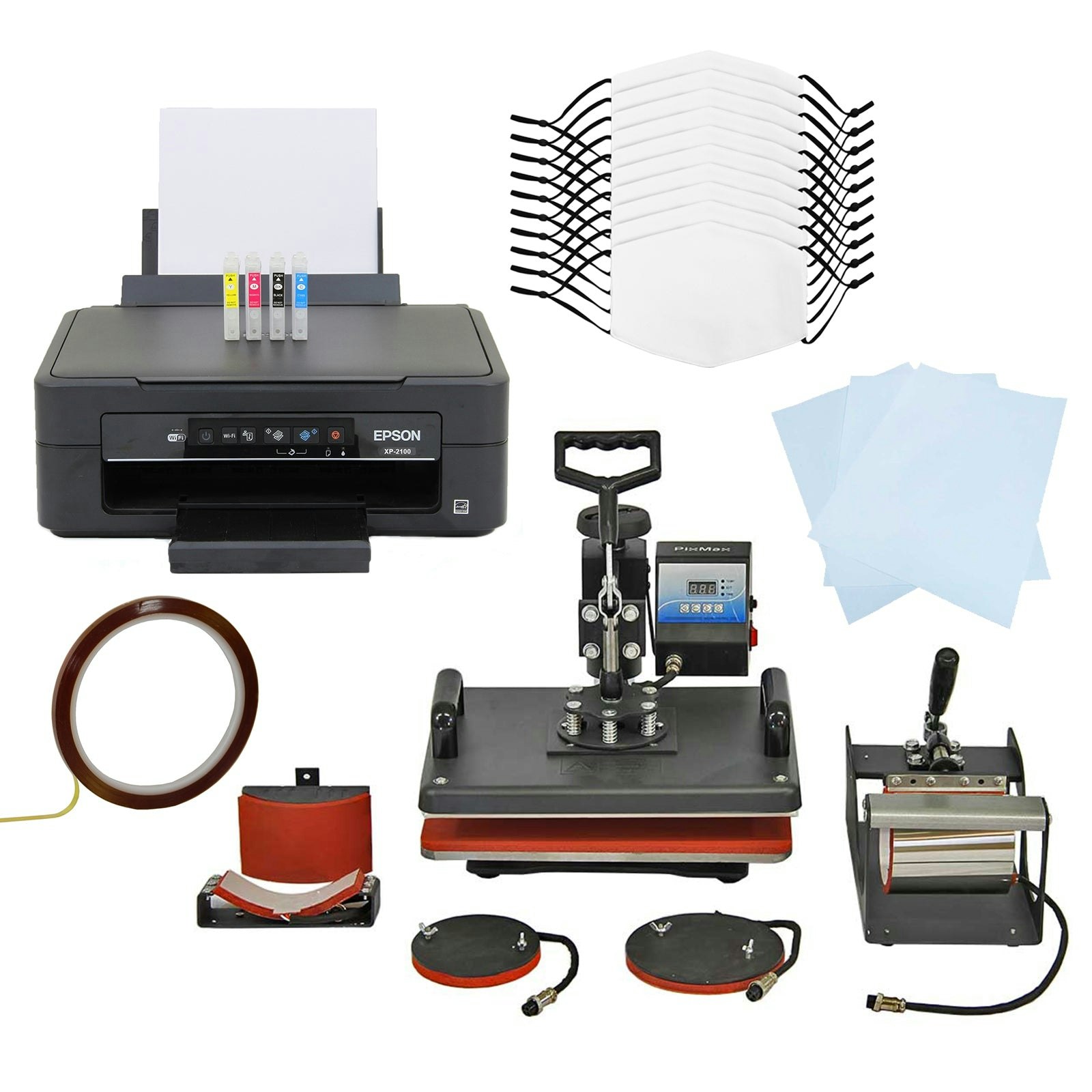 Rackhams 10 Sublimation Face Masks, 5 In 1 Heat Press & Epson Printer
