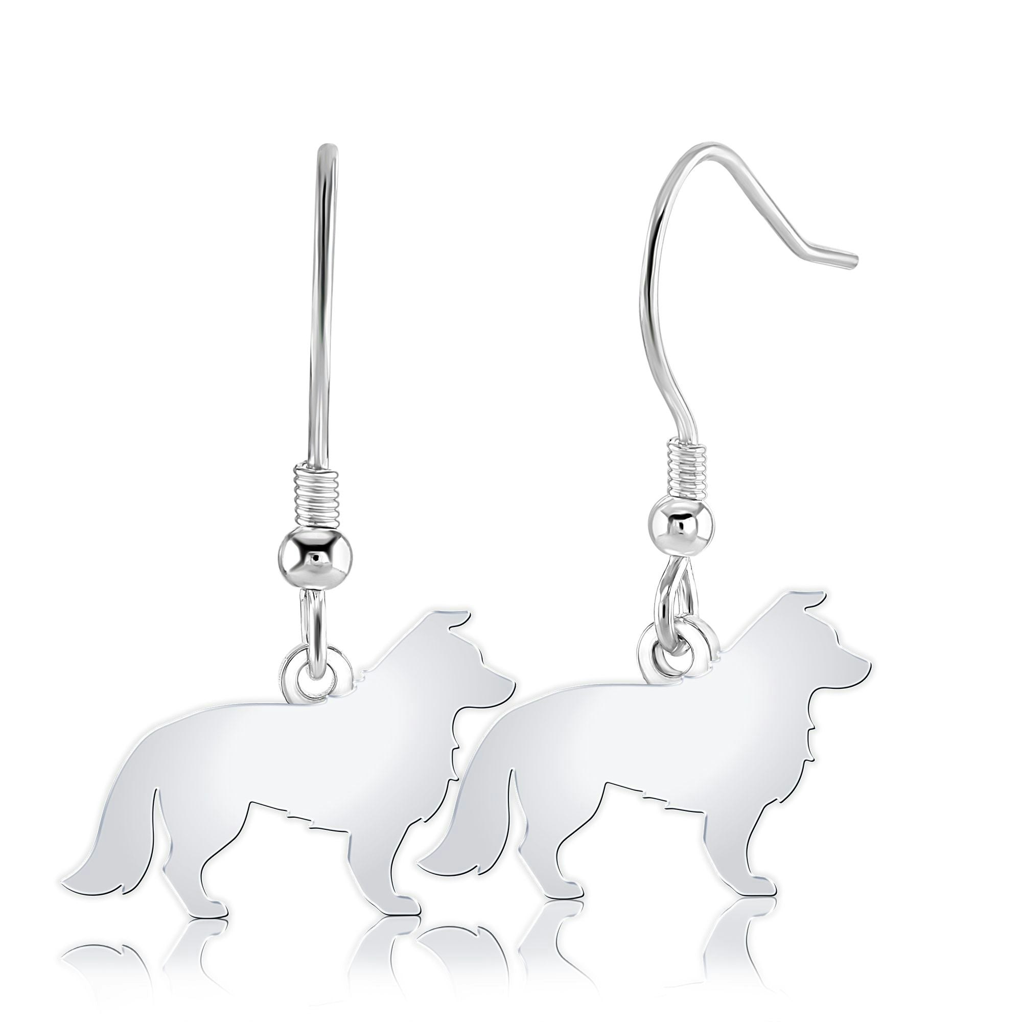 Mylee London Silver Border Collie Silhouette Earrings - No - Hook