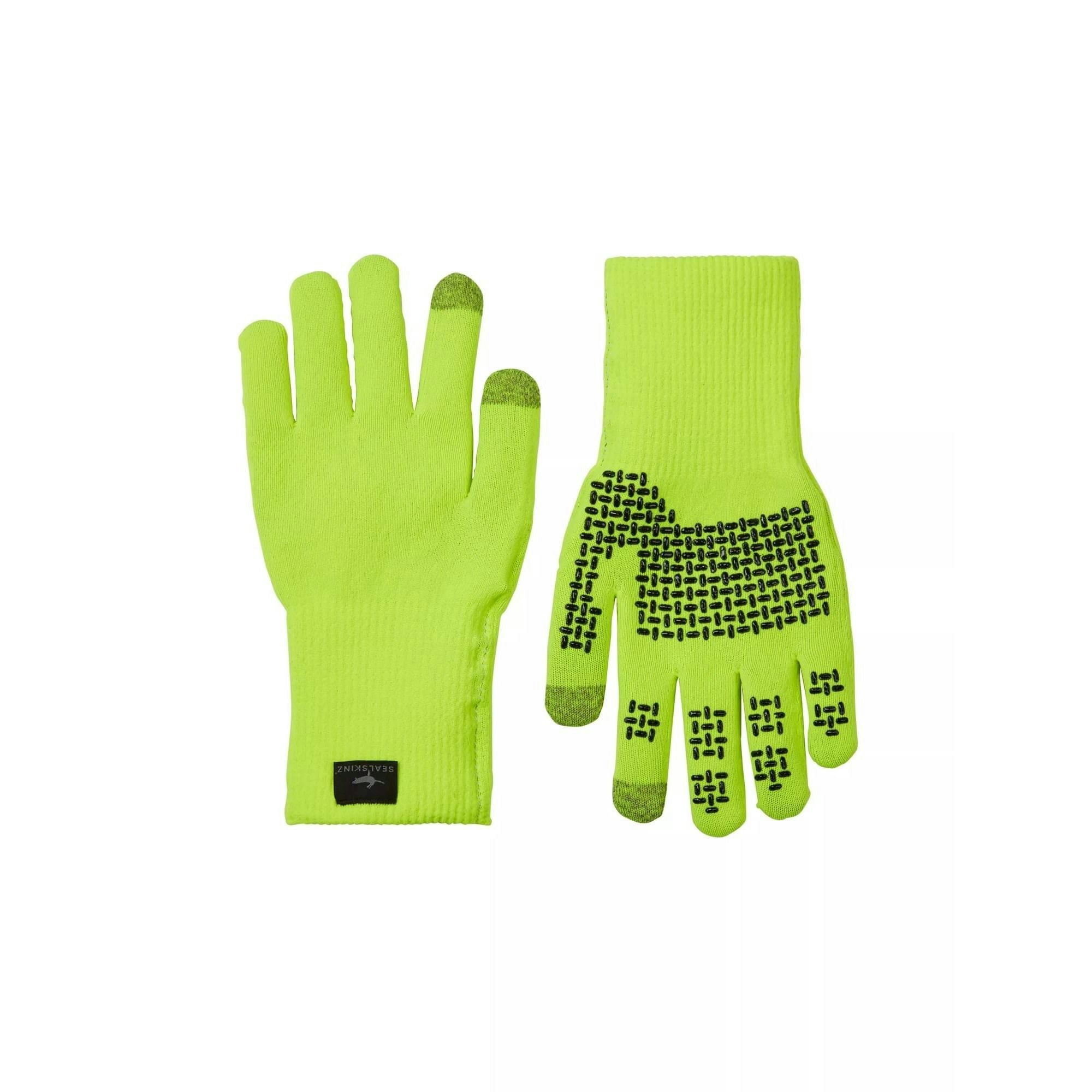 Sealskinz Men's Yellow Waterproof All Weather Ultra Grip Knitted Gloves - S - Neon