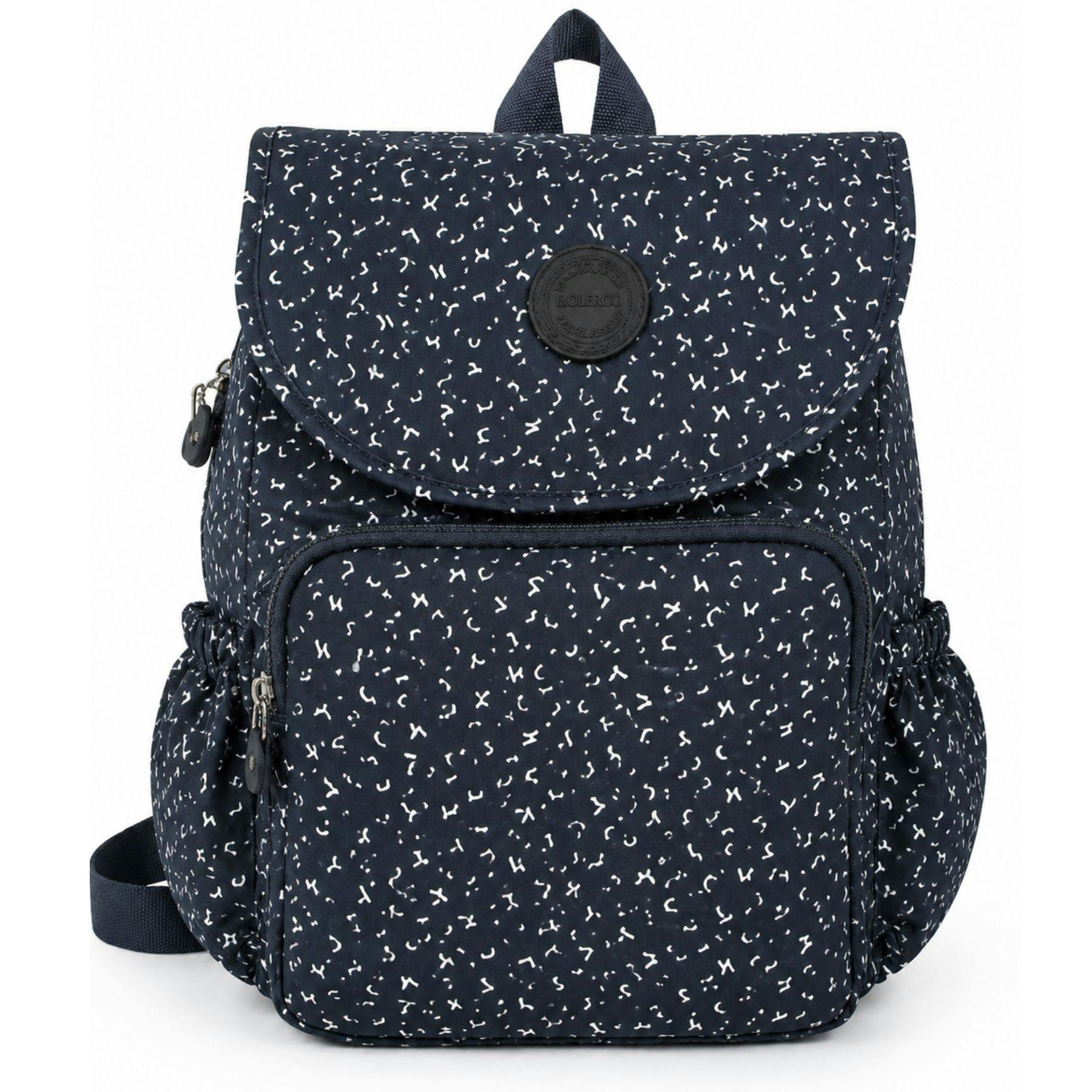 Lorenz Compact Nylon Everyday Backpack Small Lightweight - Navy Scribble
