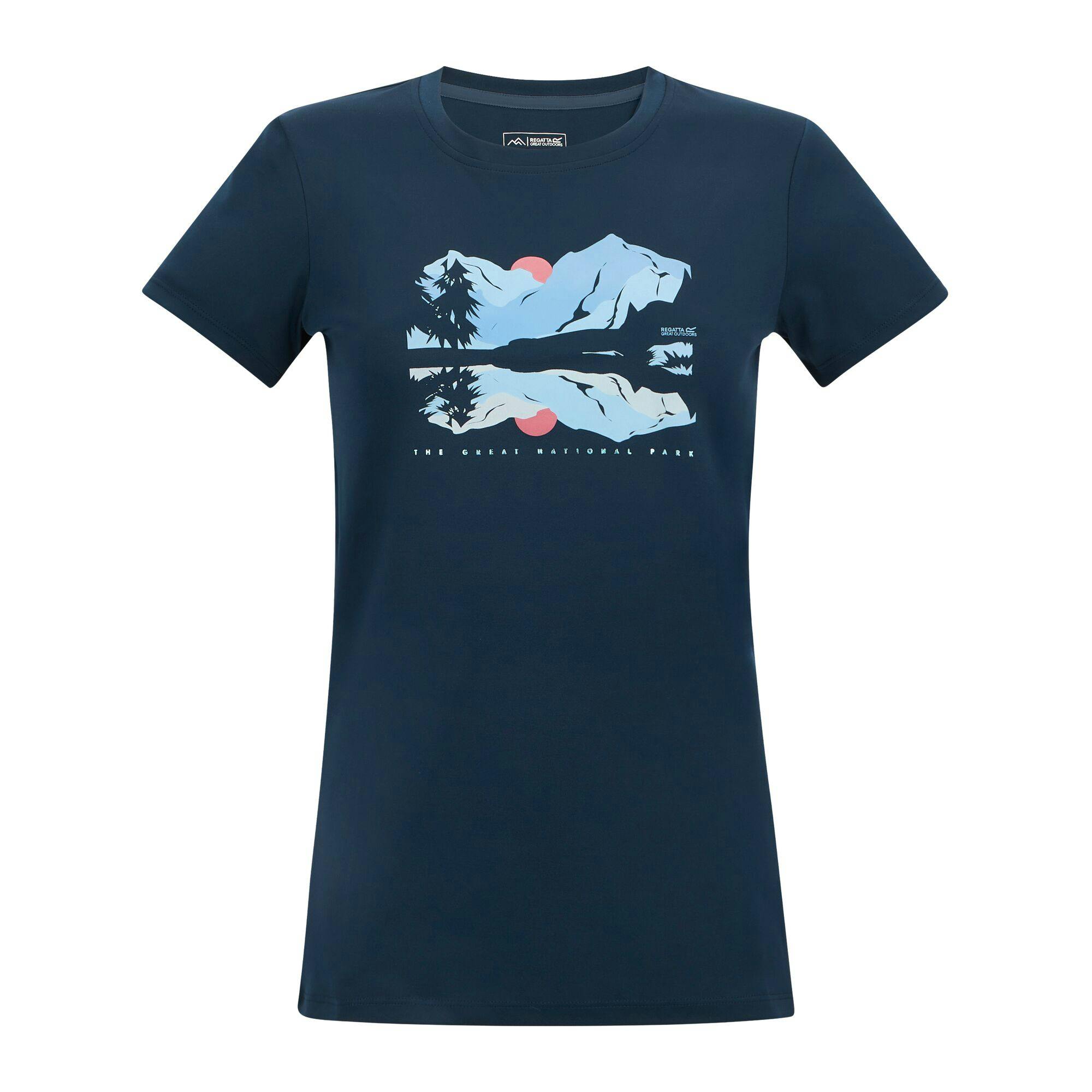 Regatta Women's Blue Mountain Scene T-Shirt - Navy - 20 Uk - Navy - 70% Polyester/30% Recycled Polyester