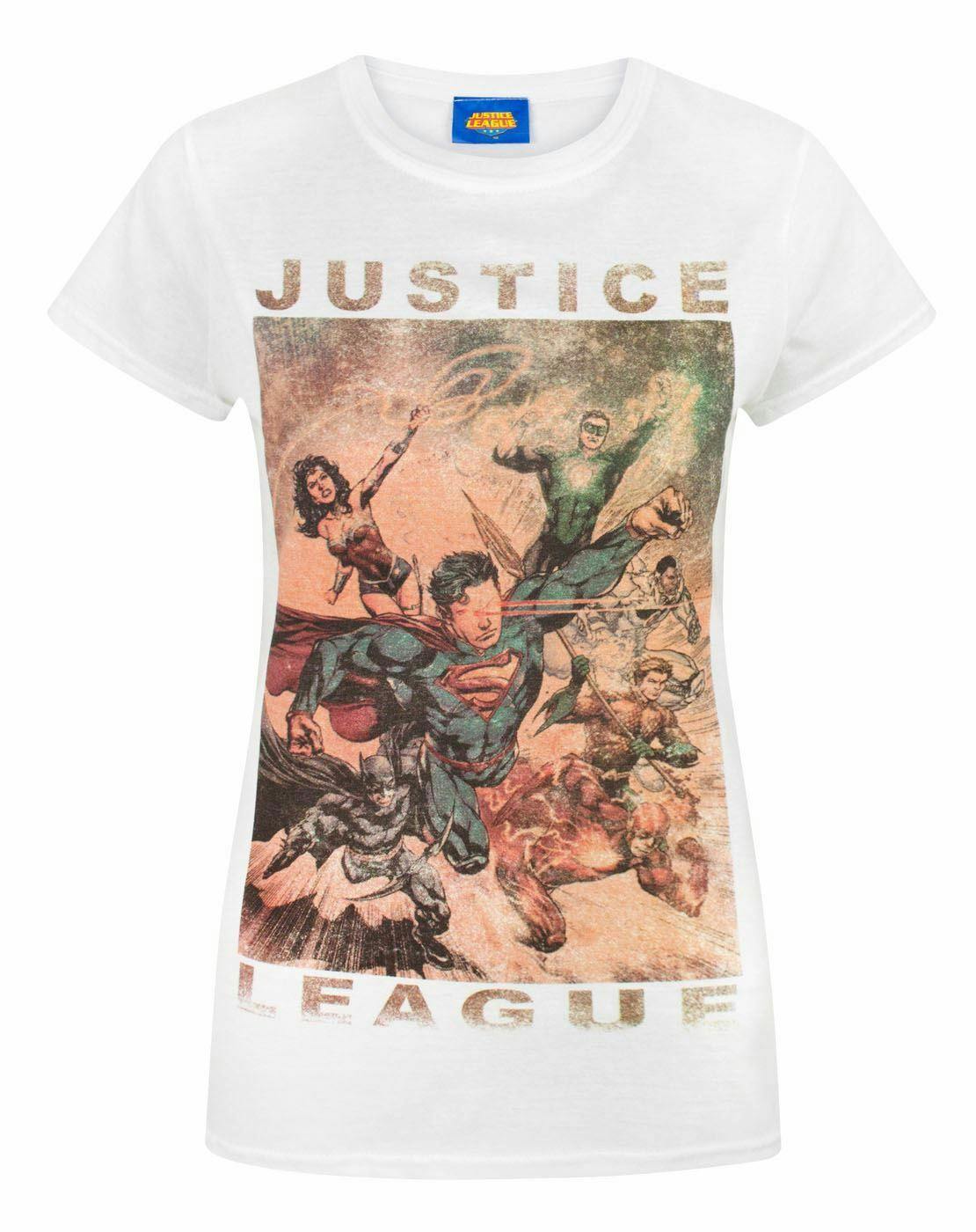 Vanilla Underground Women's White Dc Comics Justice League Short Sleeved T-Shirt - XX-Large