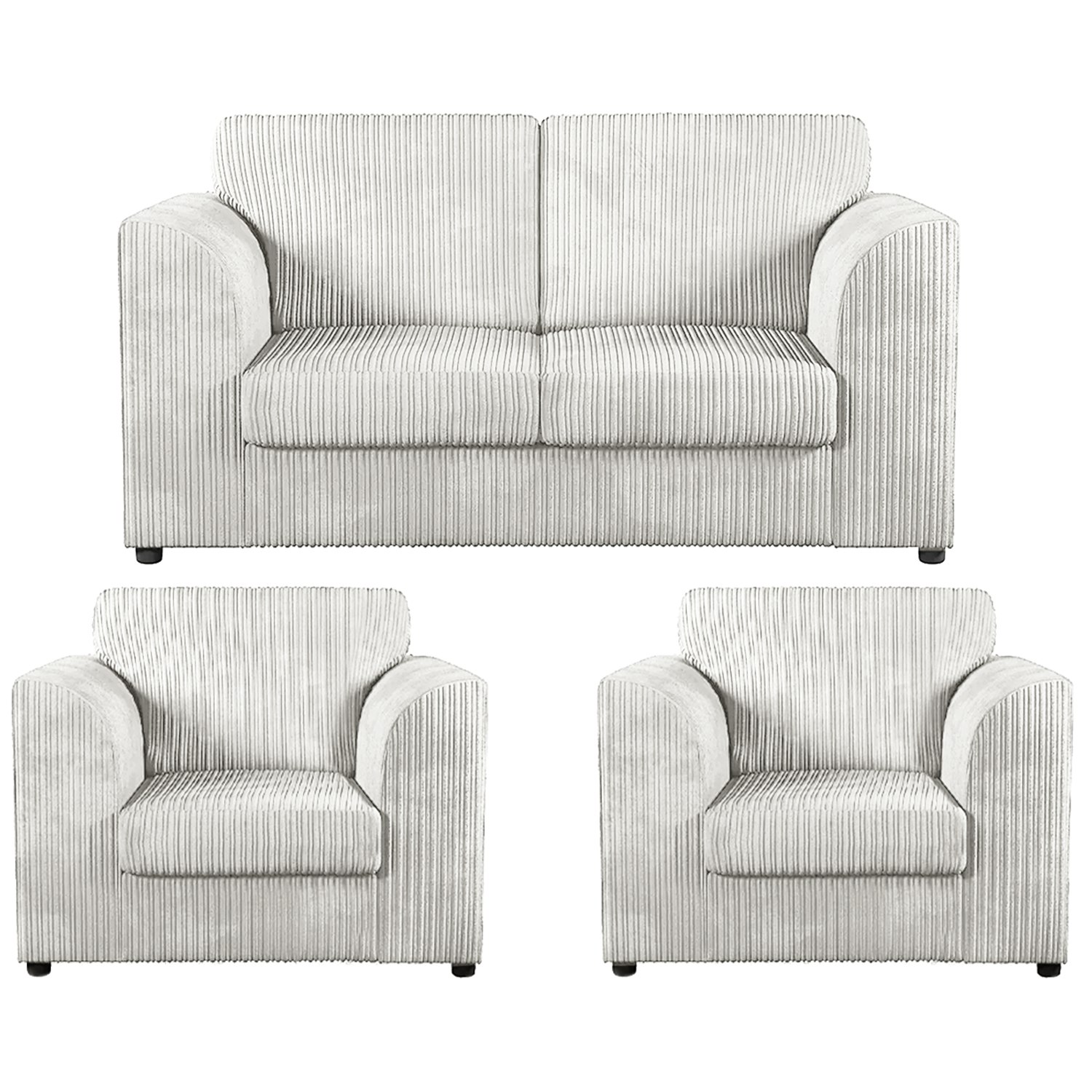 Rackhams Silver Luxor Jumbo Cord 2 Seater And 2 X Armchairs - Full Back