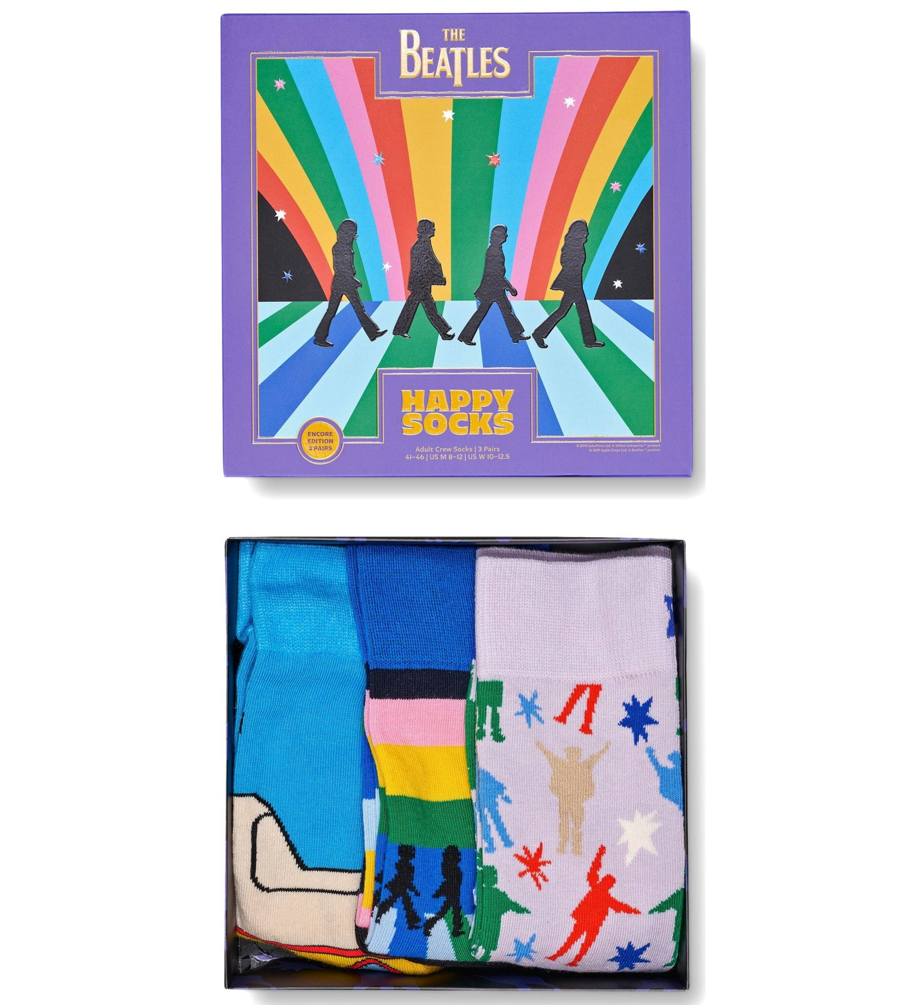 Happy Socks 3-Pack The Beatles Socks Gift Box, Blues - Eur 41-46