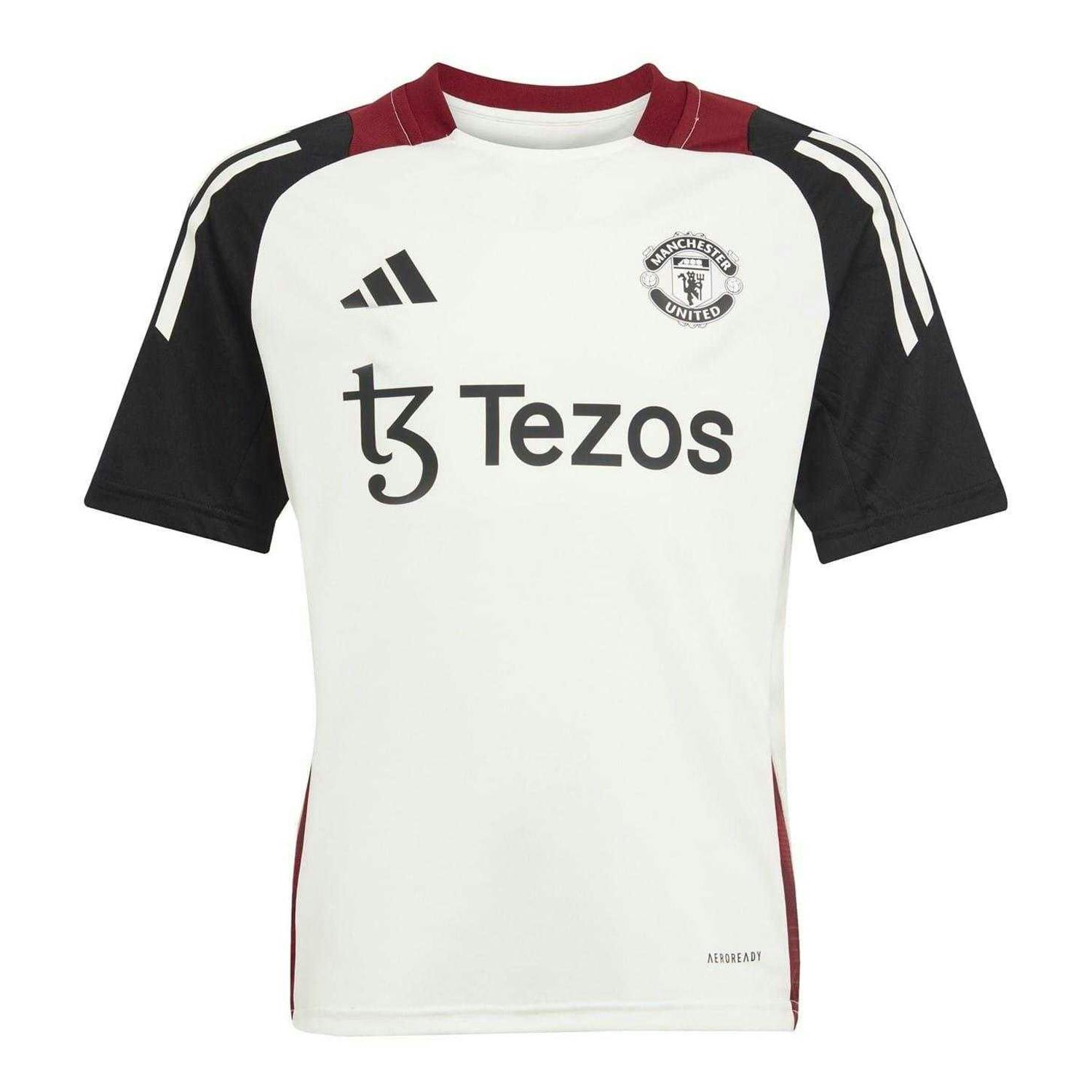 Adidas White/Black Kids Tiro 24 Manchester United Fc Training Jersey - Off - 7-8 Years - Off - 100% Recycled Polyester