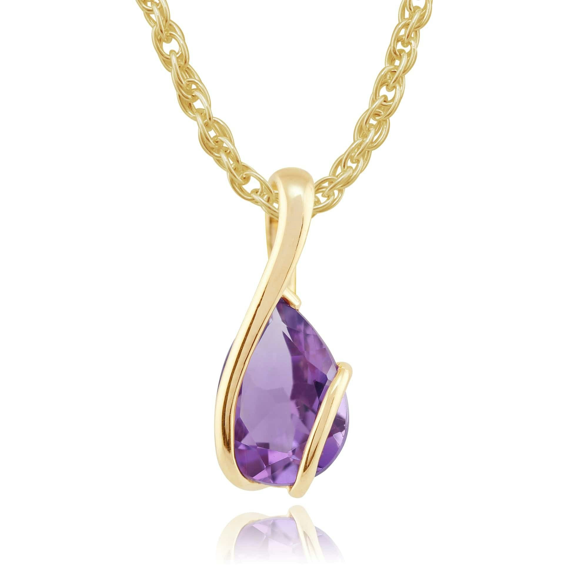 Gemondo Yellow/Gold Classic Pear Amethyst Pendant In 9Ct