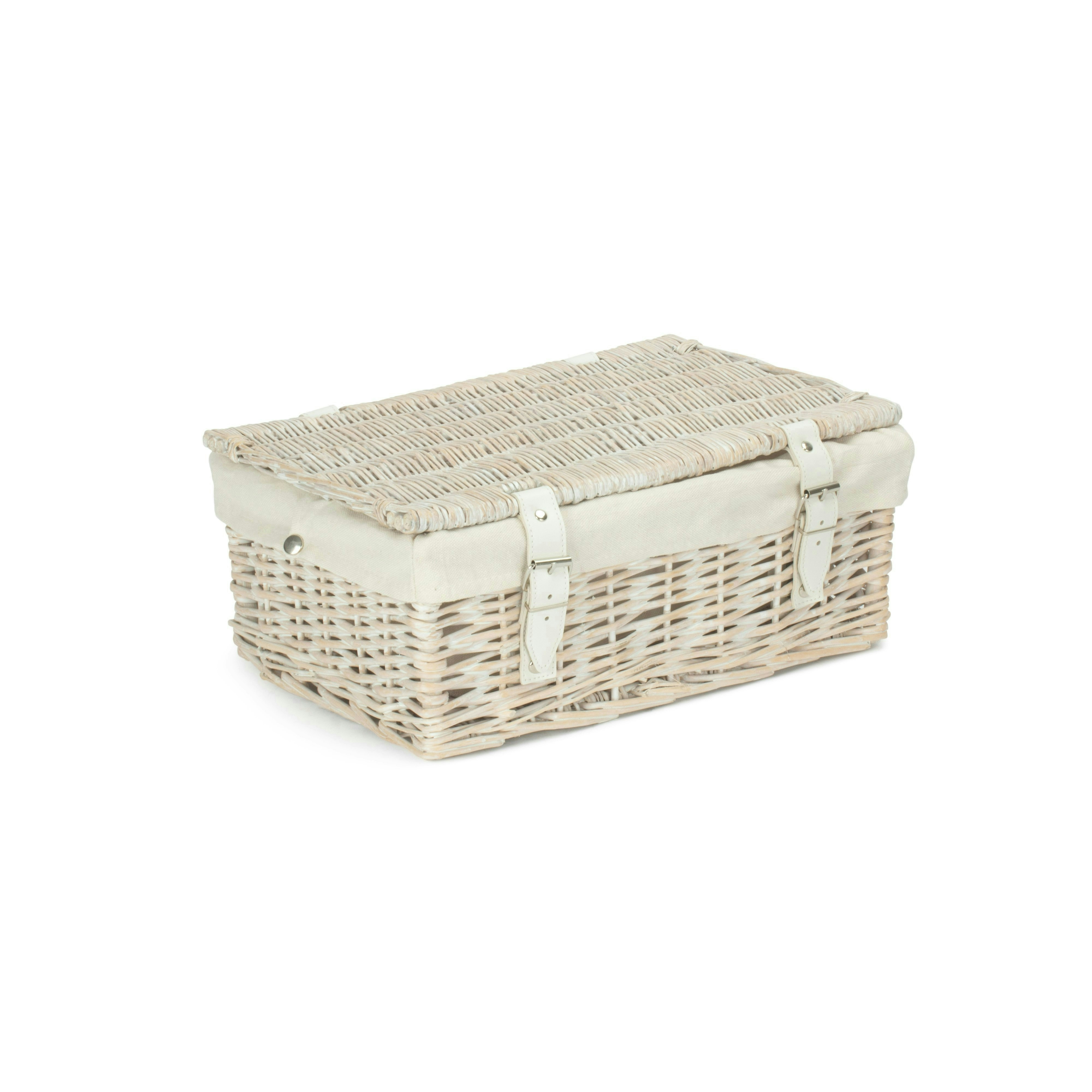 Red Hamper Red/White Hamper 35Cm Whitewash Willow Wicker Picnic Basket