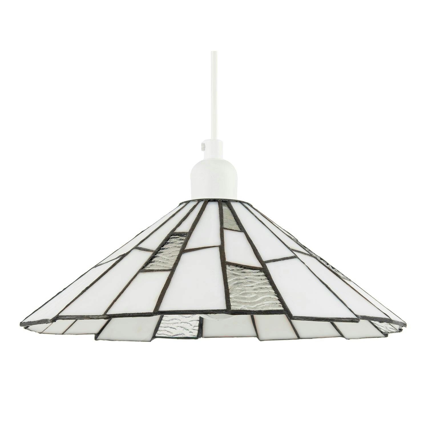 Happy Homewares White/Light Contemporary Tiffany Pendant Shade With Clear Accents