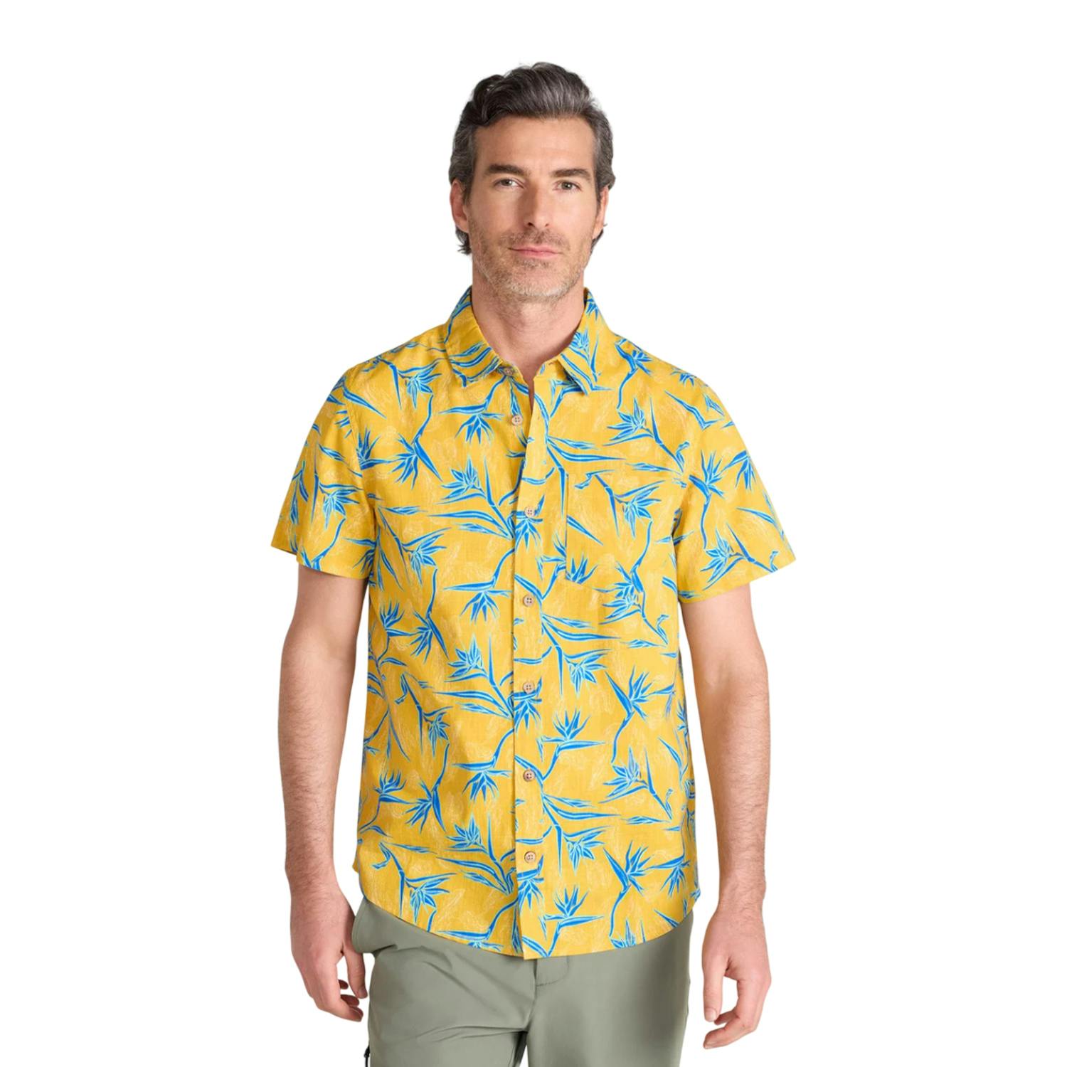 Mountain Warehouse Men's Tropical Tree Branch Short-Sleeved Shirt - Mustard - Xs - Mustard - 100% Cotton