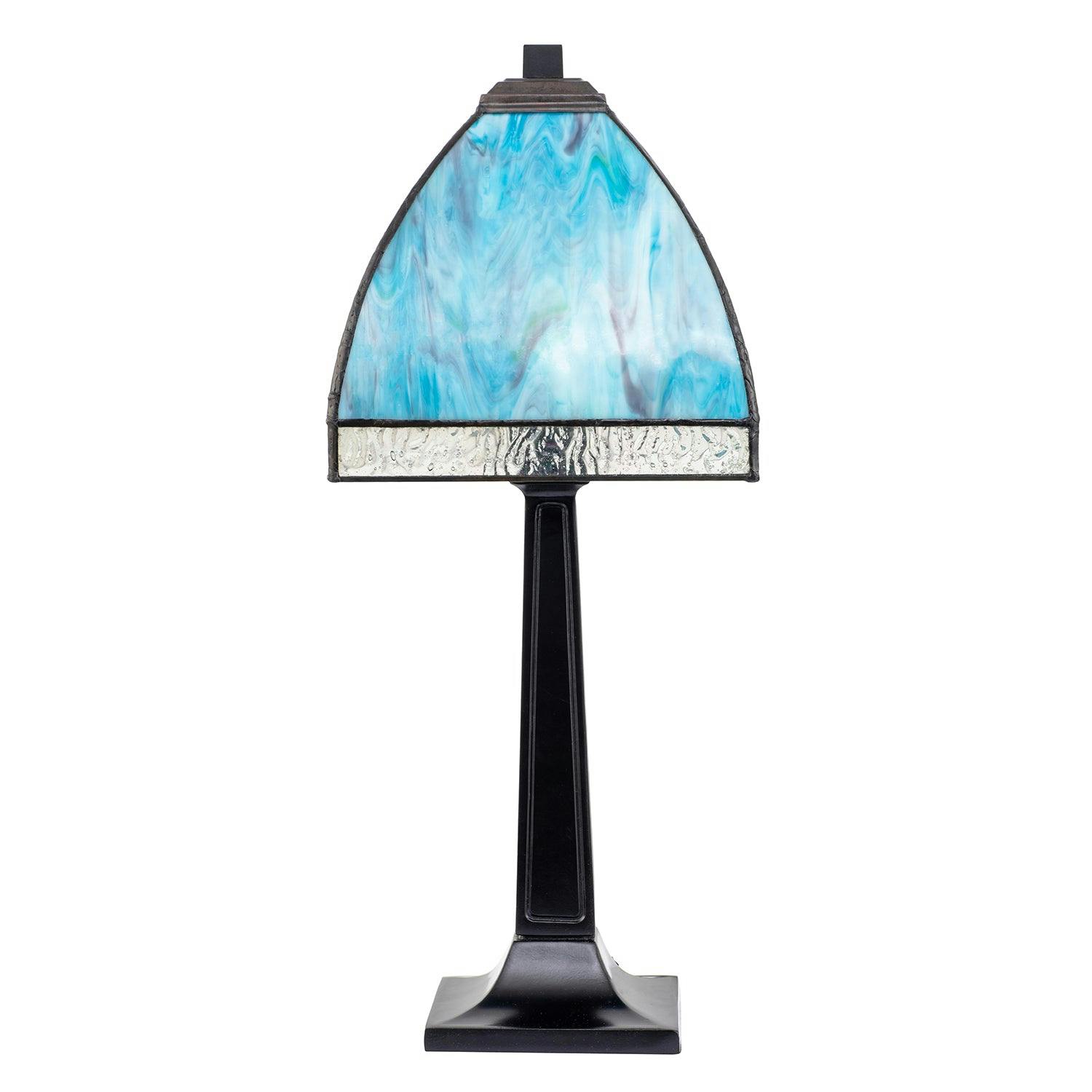 Rackhams Green/Black Emerald And Teal Mix Tiffany Glass Table Lamp With Base