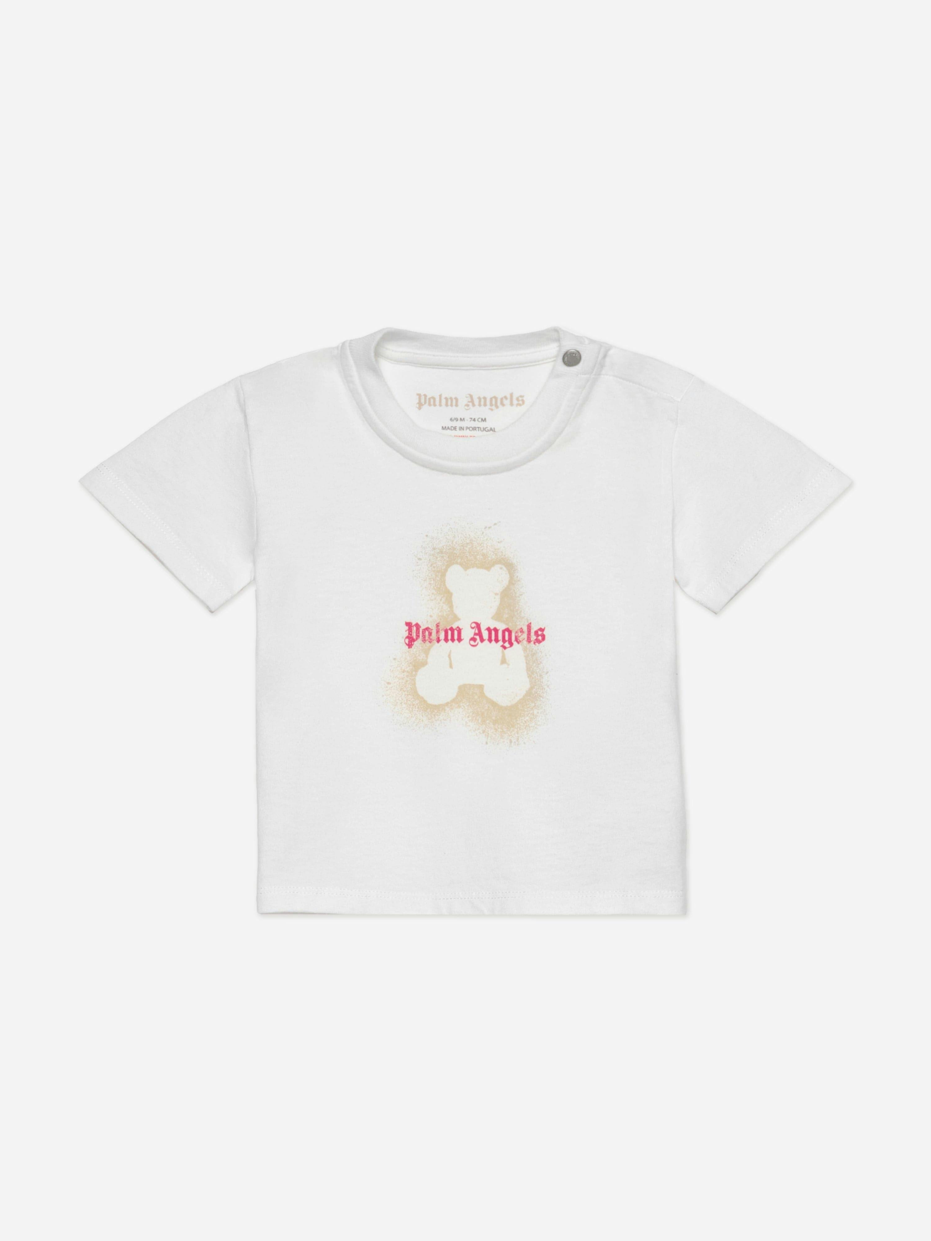 Palm Angels Women's Ivory Baby Girls Spray Bear T-Shirt In - 36 Mths