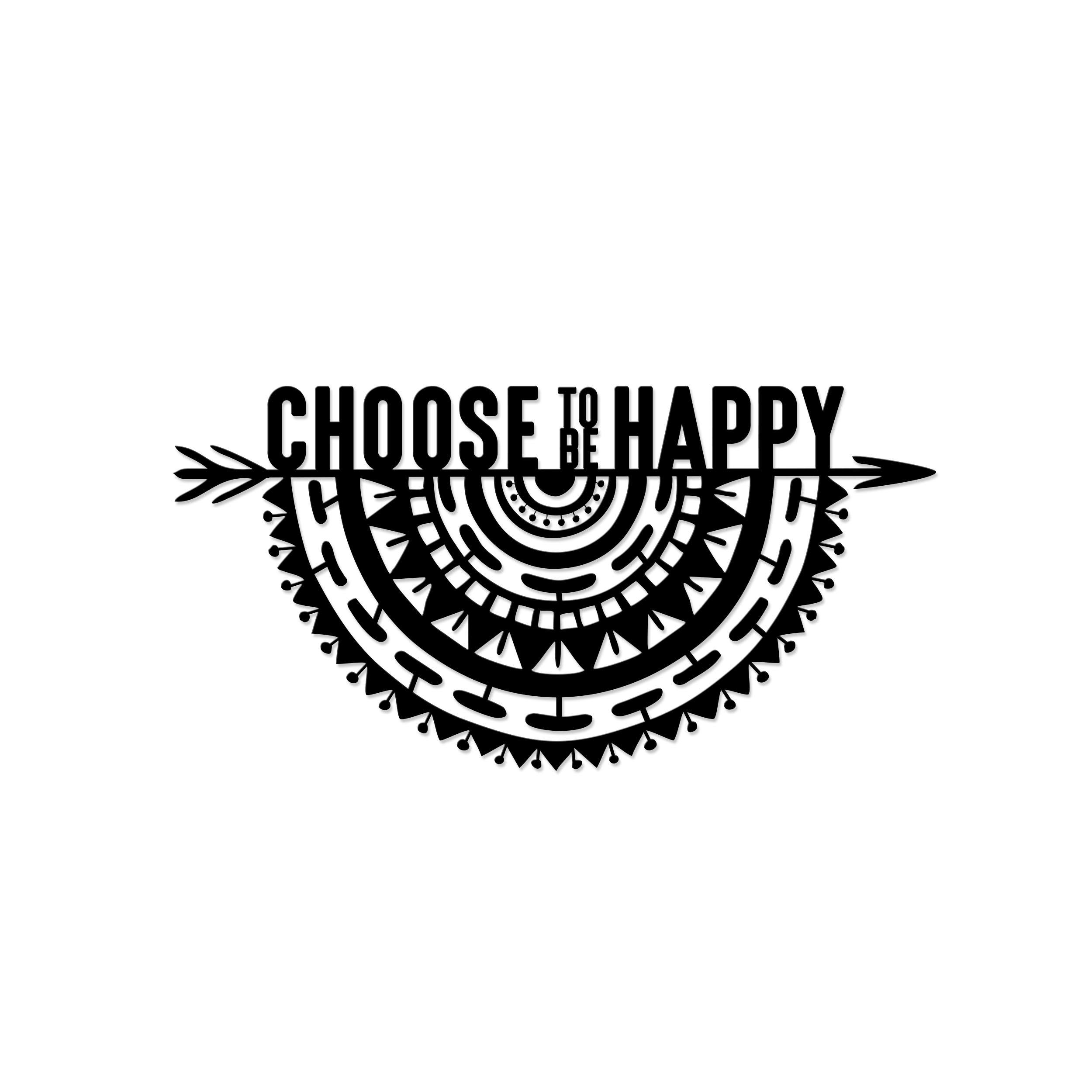 Decortie Black Modern Metal Wall Art "Choose To Be" Home Ornament Decorative Minimalist Design Hanging Wall Sculpture, - Metal