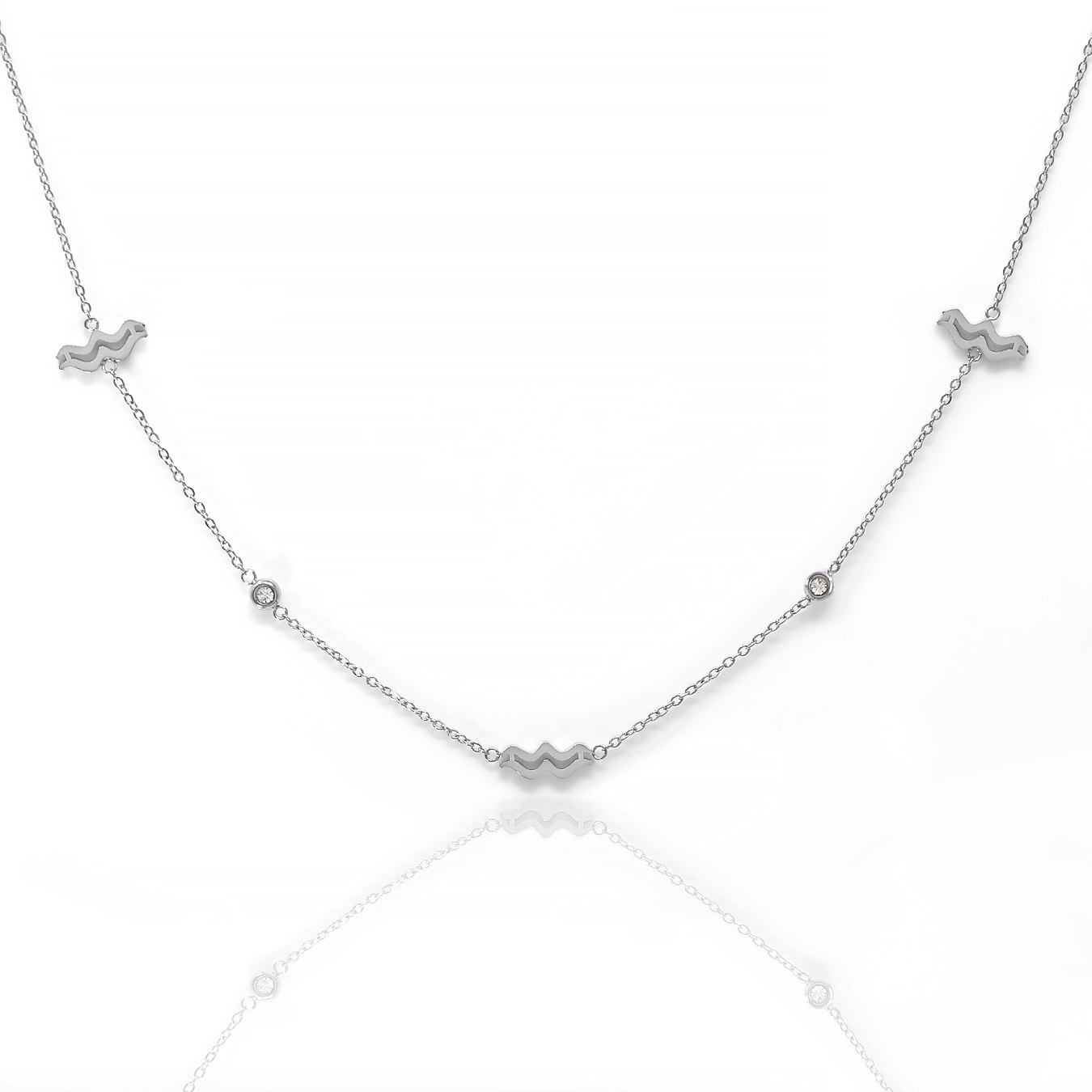 Say It With Silver/Yellow/Gold Aquarius Necklace With Cz Stones - Plated