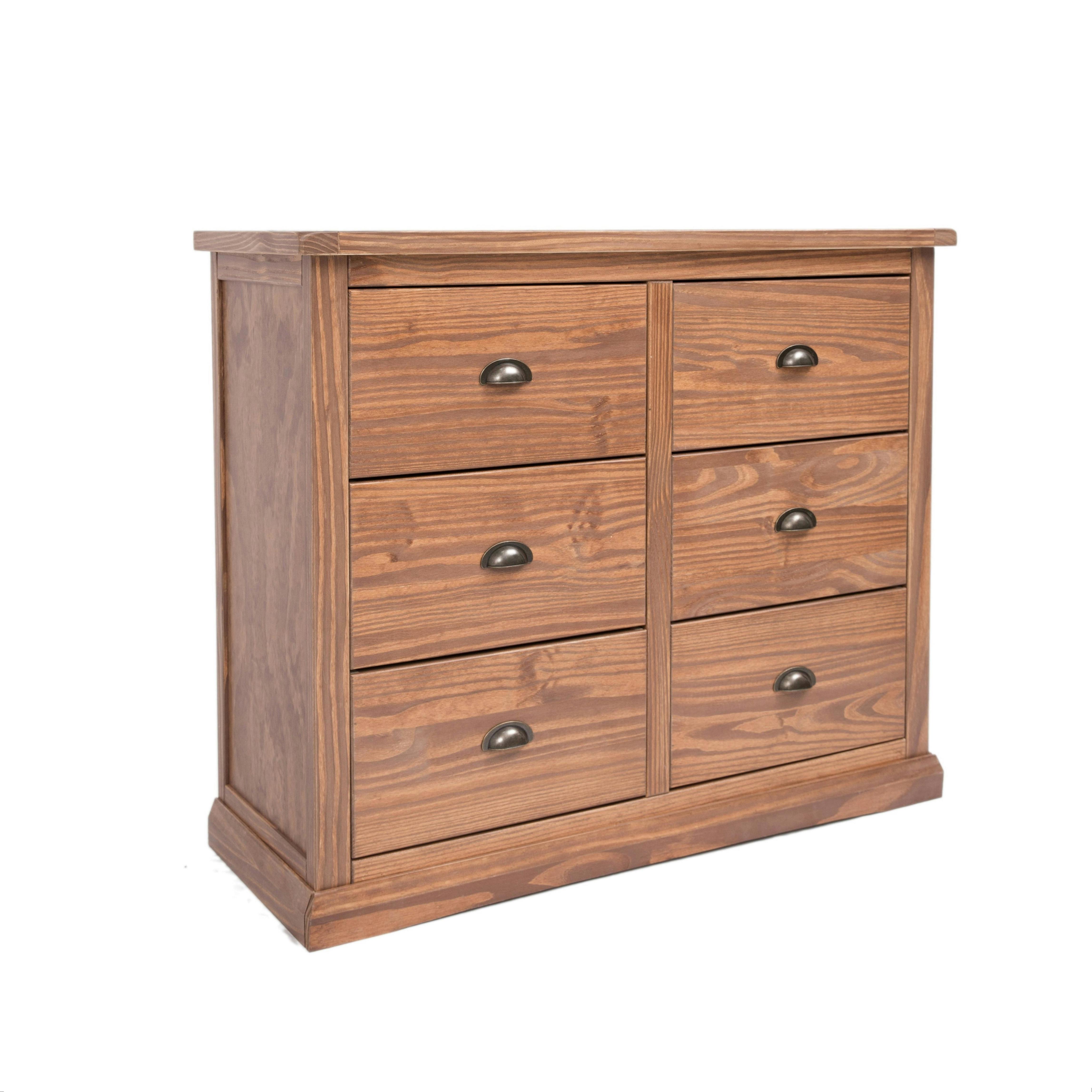 Rackhams Brown Tirolo 6 Drawer Chest Of Drawers Brass Cup Handle