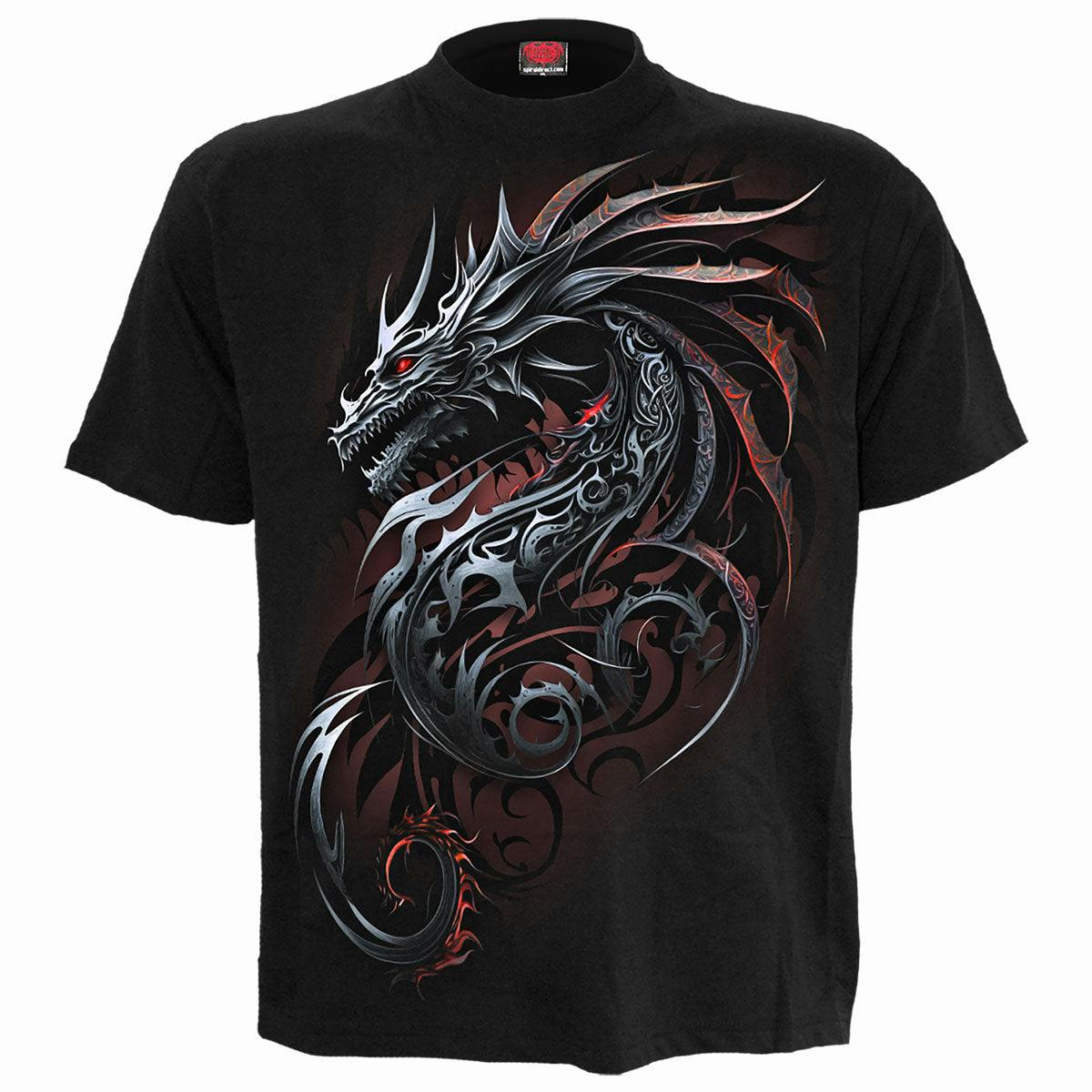 Spiral Direct Black Dragon Shards - Front Print T-Shirt - L - Screen - Screen