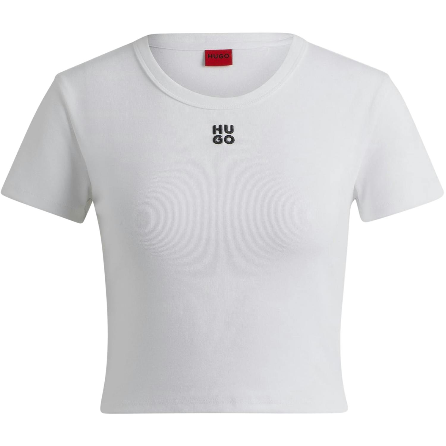 Hugo Women's White Logo Cotton Crop T-Shirt - M - 100% Mixed
