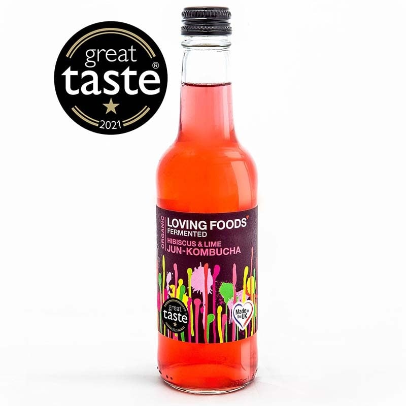 Loving Foods Green Organic Jun-Kombucha - Hibiscus + Lime - 6 X 330Ml