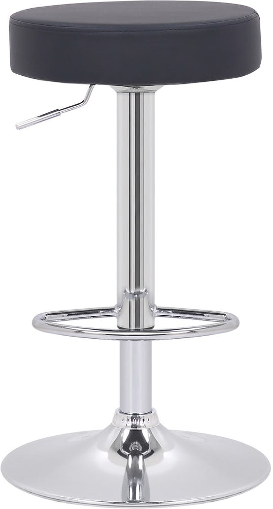 Rackhams Black Semplice Breakfast Bar Stool, Chrome Footrest, Height Adjustable Swivel Gas Lift, Home Bar & Kitchen Faux-Leather Barstool,