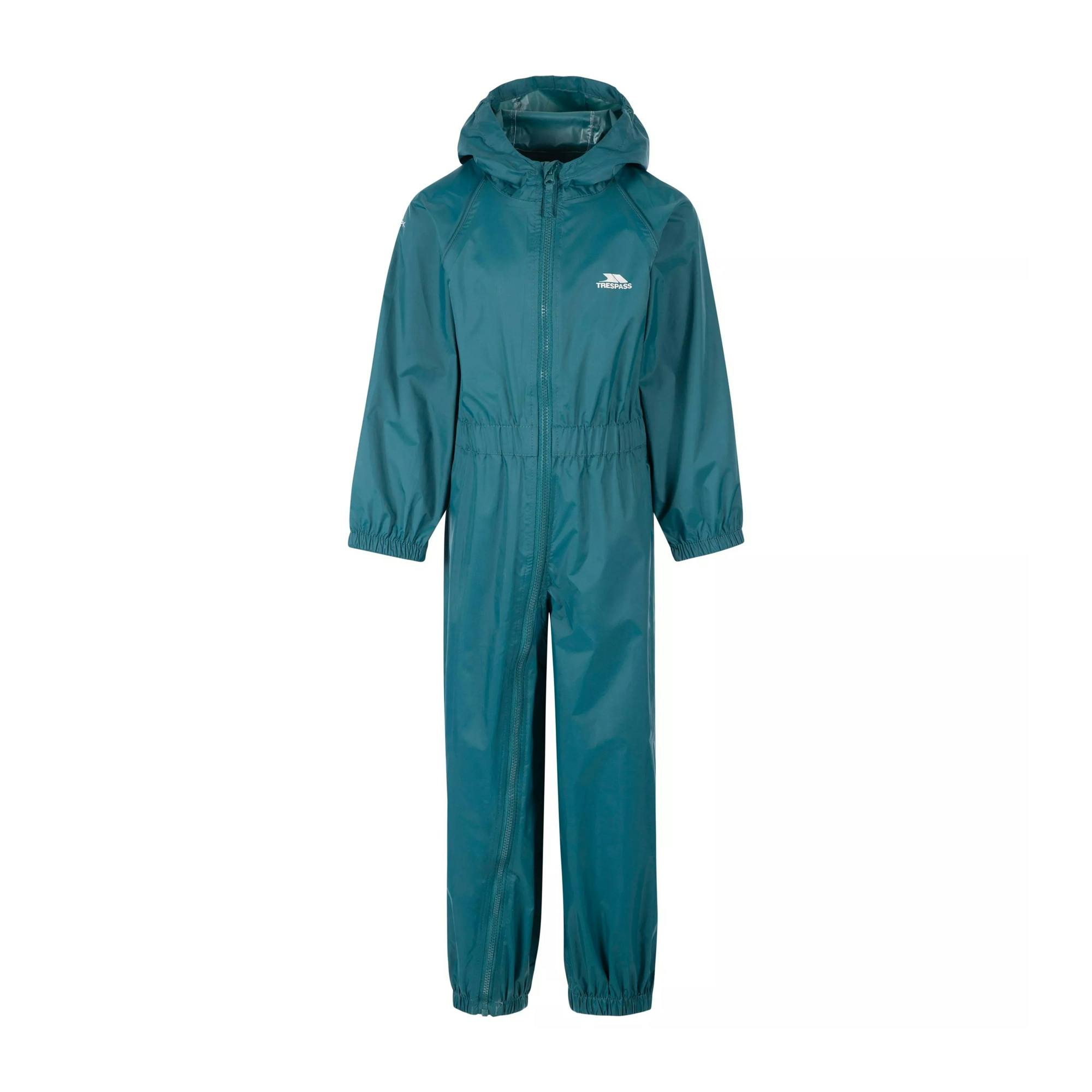 Trespass Childrens/Kids Button Rain Suit - Teal - Teal - 2-3 Years - 100% Polyamide