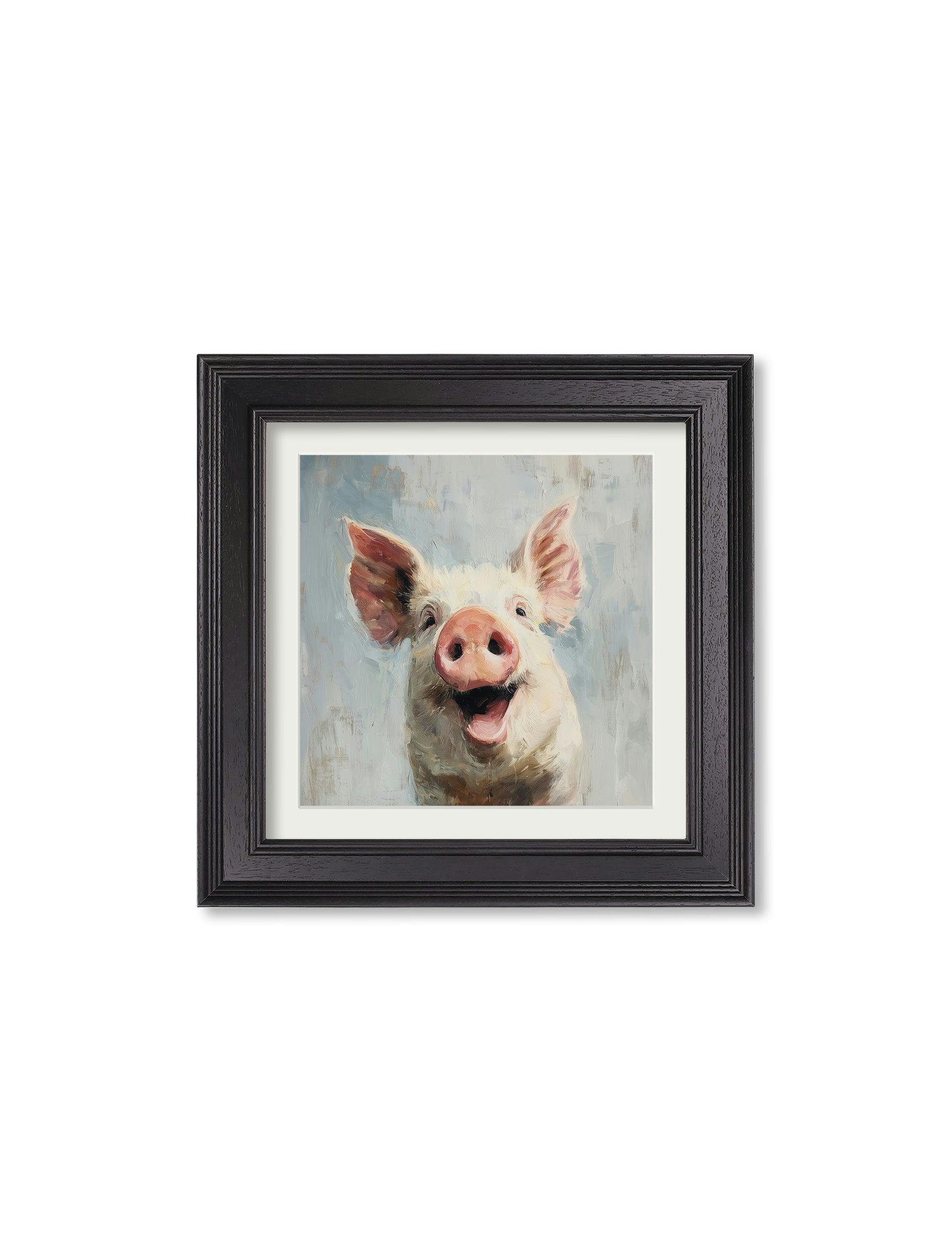 Rackhams Black The Giggly Pig - Hurstwood Square Frame - The Giggly Pig - 44 X 44 Cm