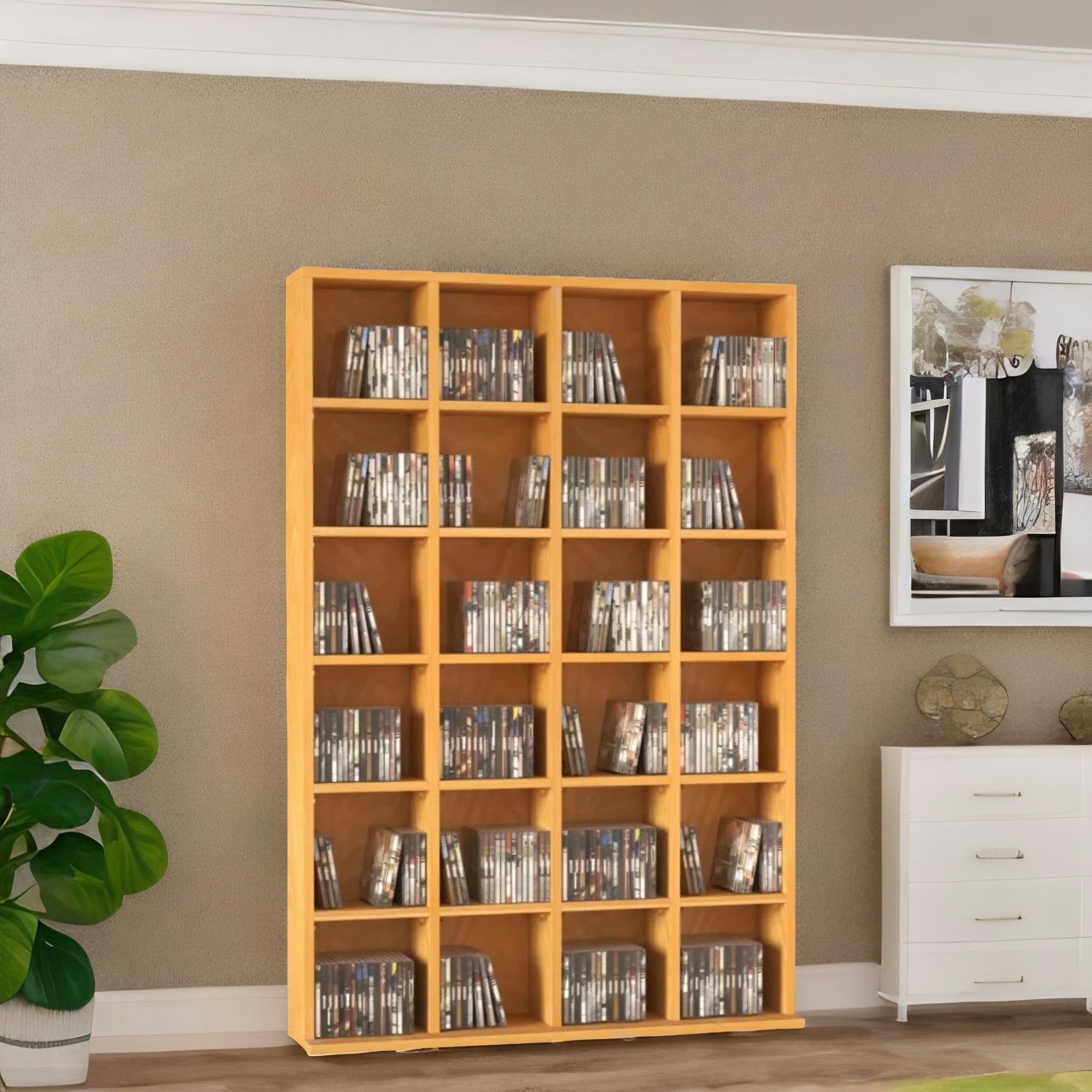Rackhams 6 Tier Beech Wood Bookcase With 24 Compartments