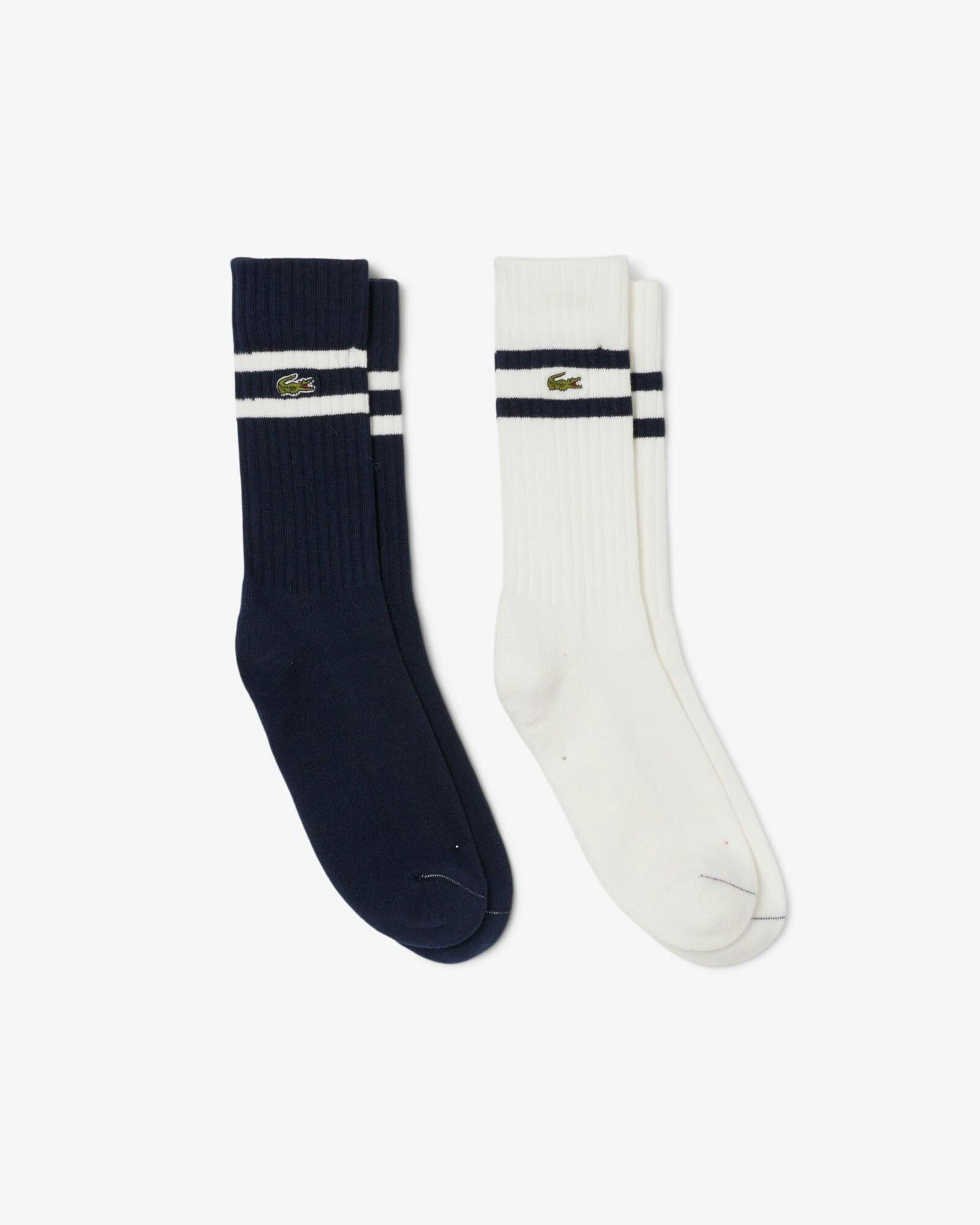 Lacoste Men's Blue Ribbed Socks - Navy /Flour Hhw - Navy /Flour Hhw - Uk9-11 Eu43-45