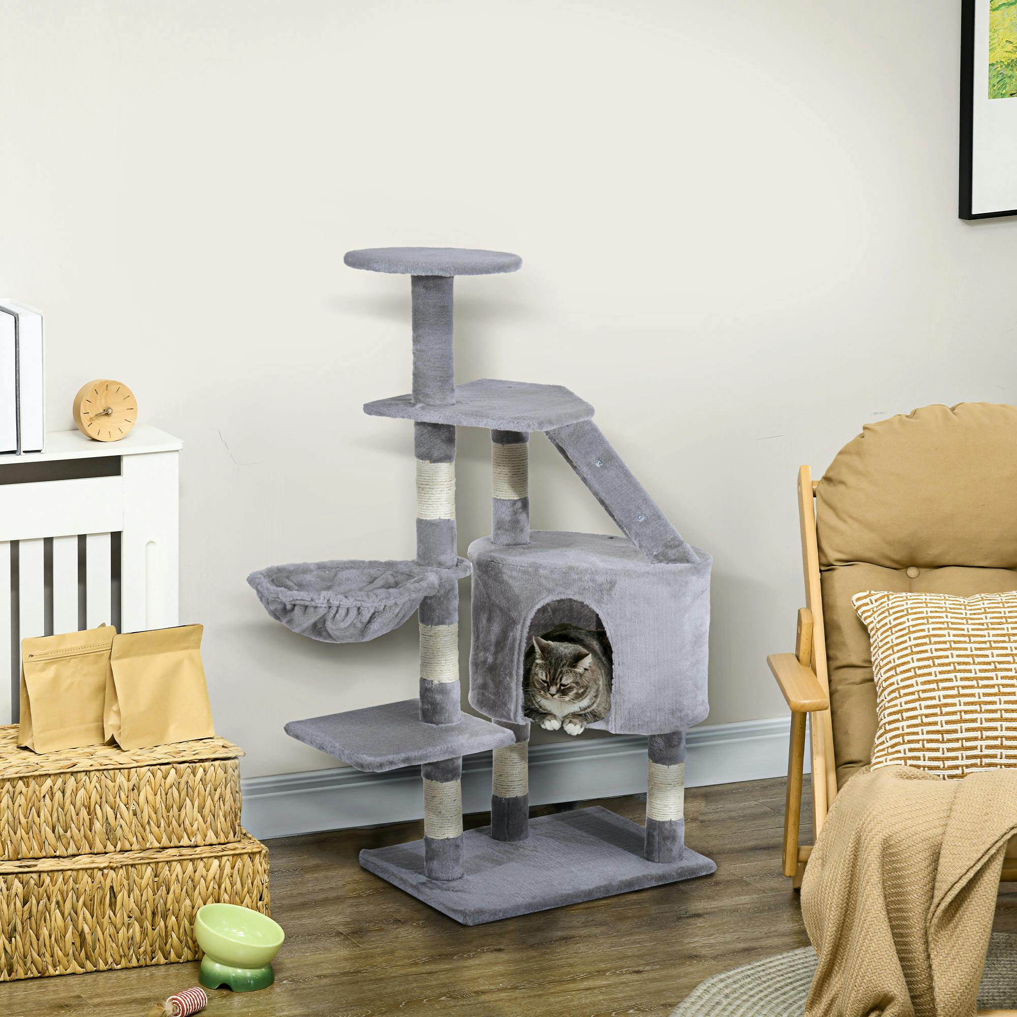 B&Q - 125Cm Cat Tree For Indoor CatsKitten Scratching PostGrey - Image 6
