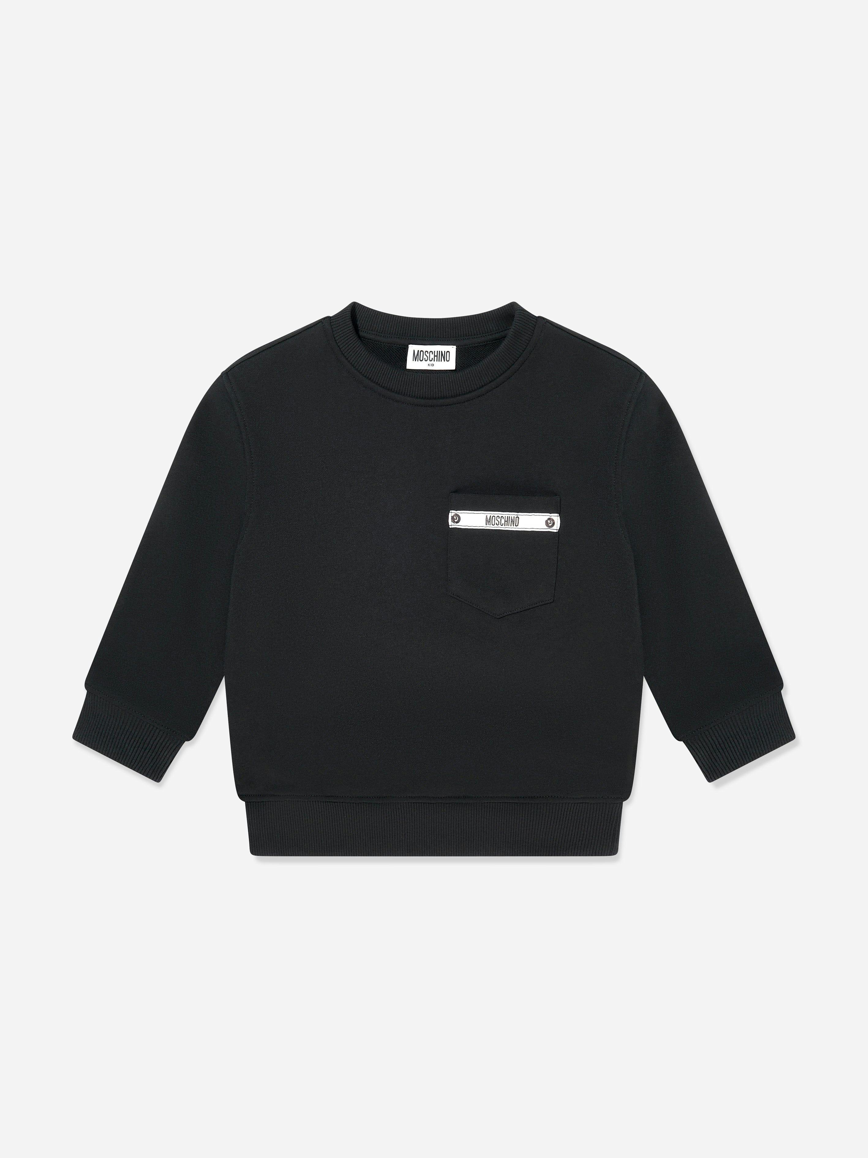 Moschino Kids Boys Black Moschino Logo Pocket Sweatshirt In - 12 Yrs
