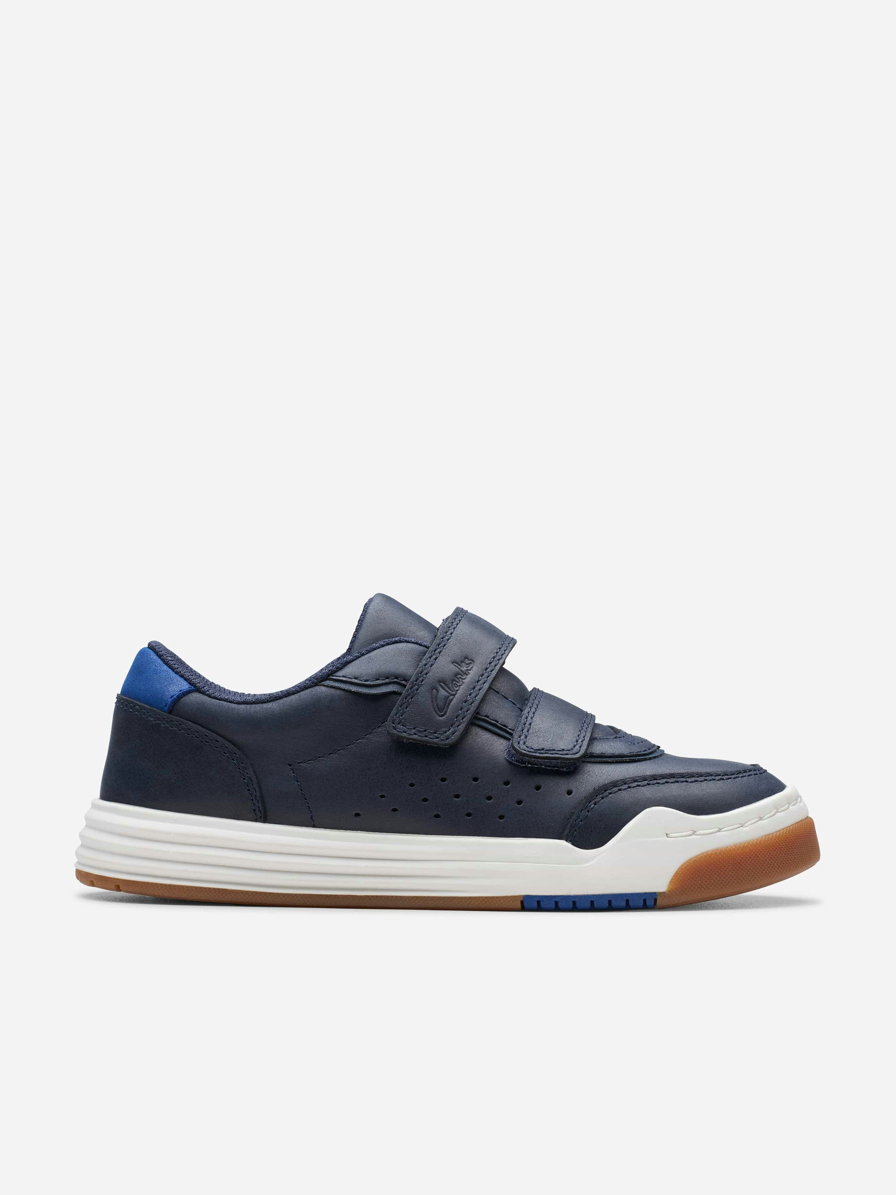 Clarks Unisex Kids Blue Kids Leather Urban Solo Trainers In Navy - Eu 28 Uk 10