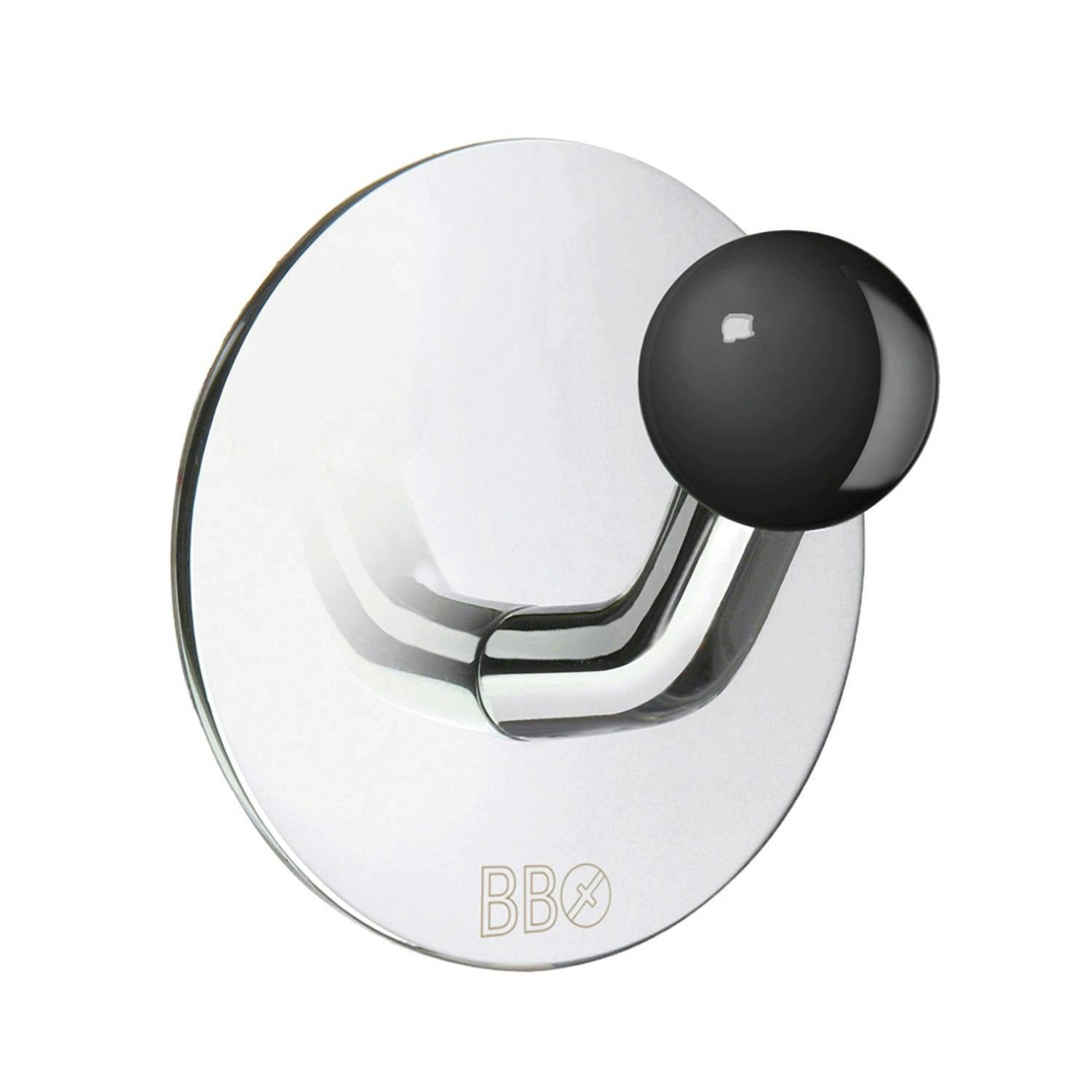 Rackhams Black Chrome Stainless Steel Single Towel Hook (48 X 48Mm) Self Adhesive Bathroom Wall Mounted