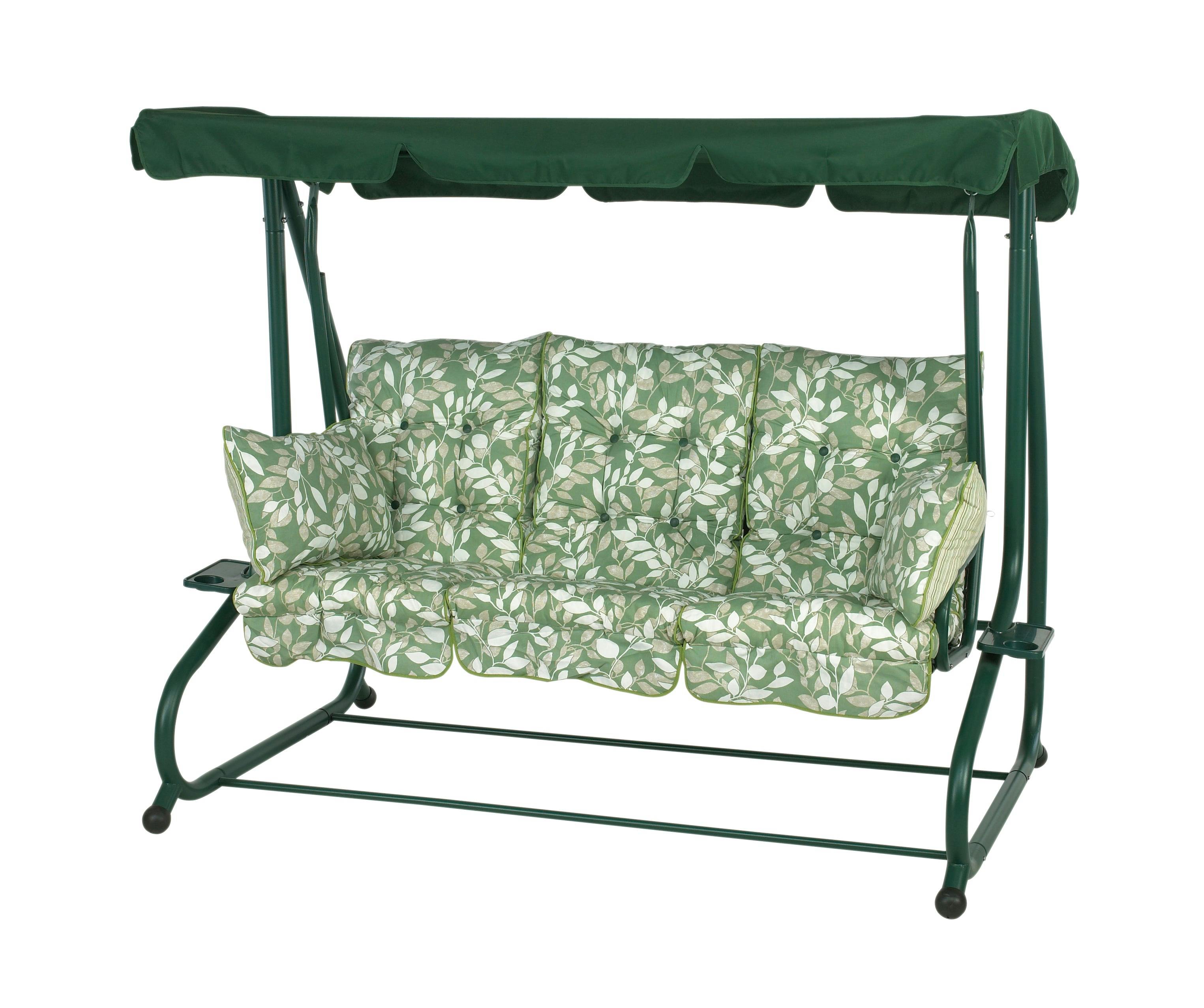 Rackhams Pendulum 3 Seater Steel Hammock Swing Cotswold Leaf