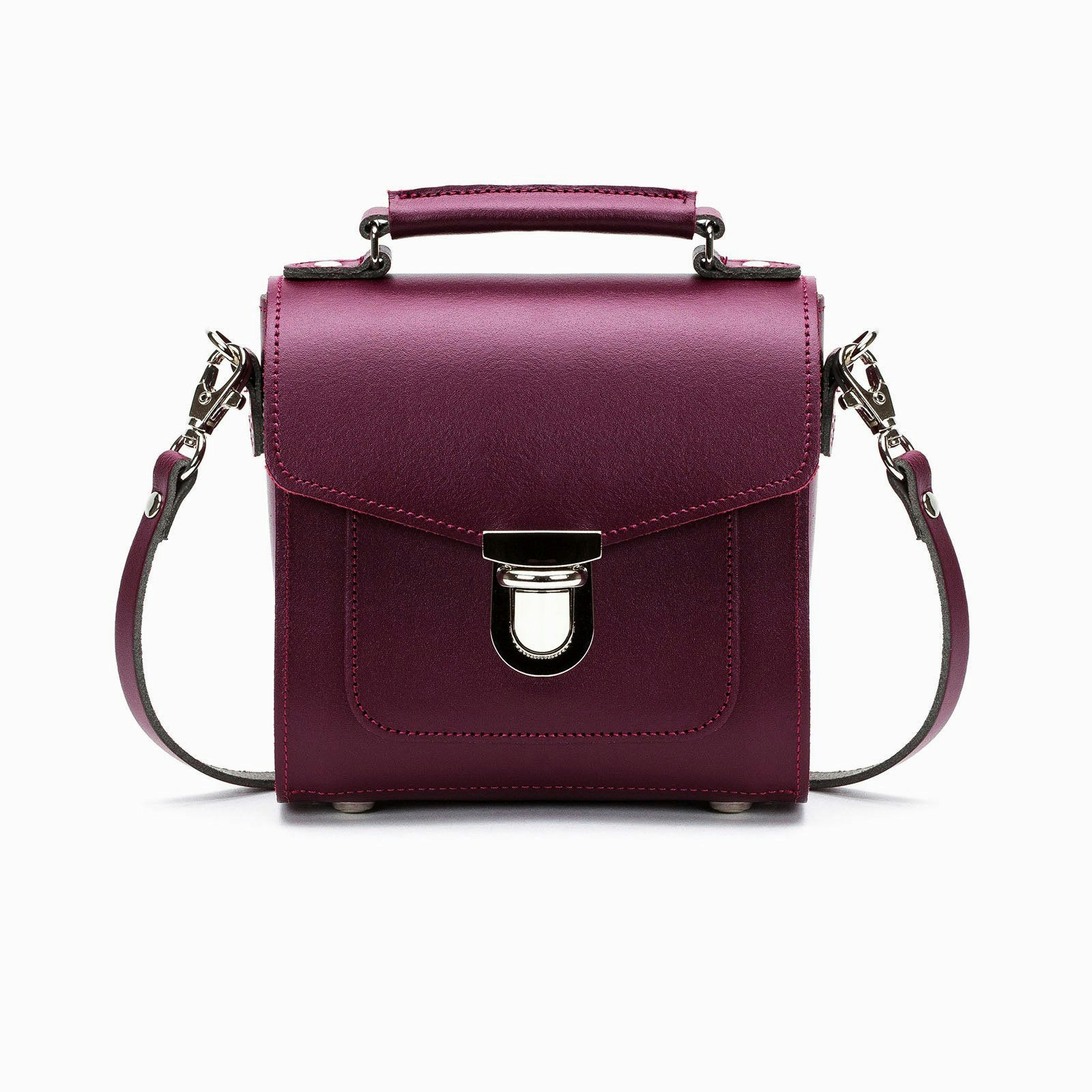 Zatchels Women's Red Handmade Leather Sugarcube Handbag - Marsala - Grande