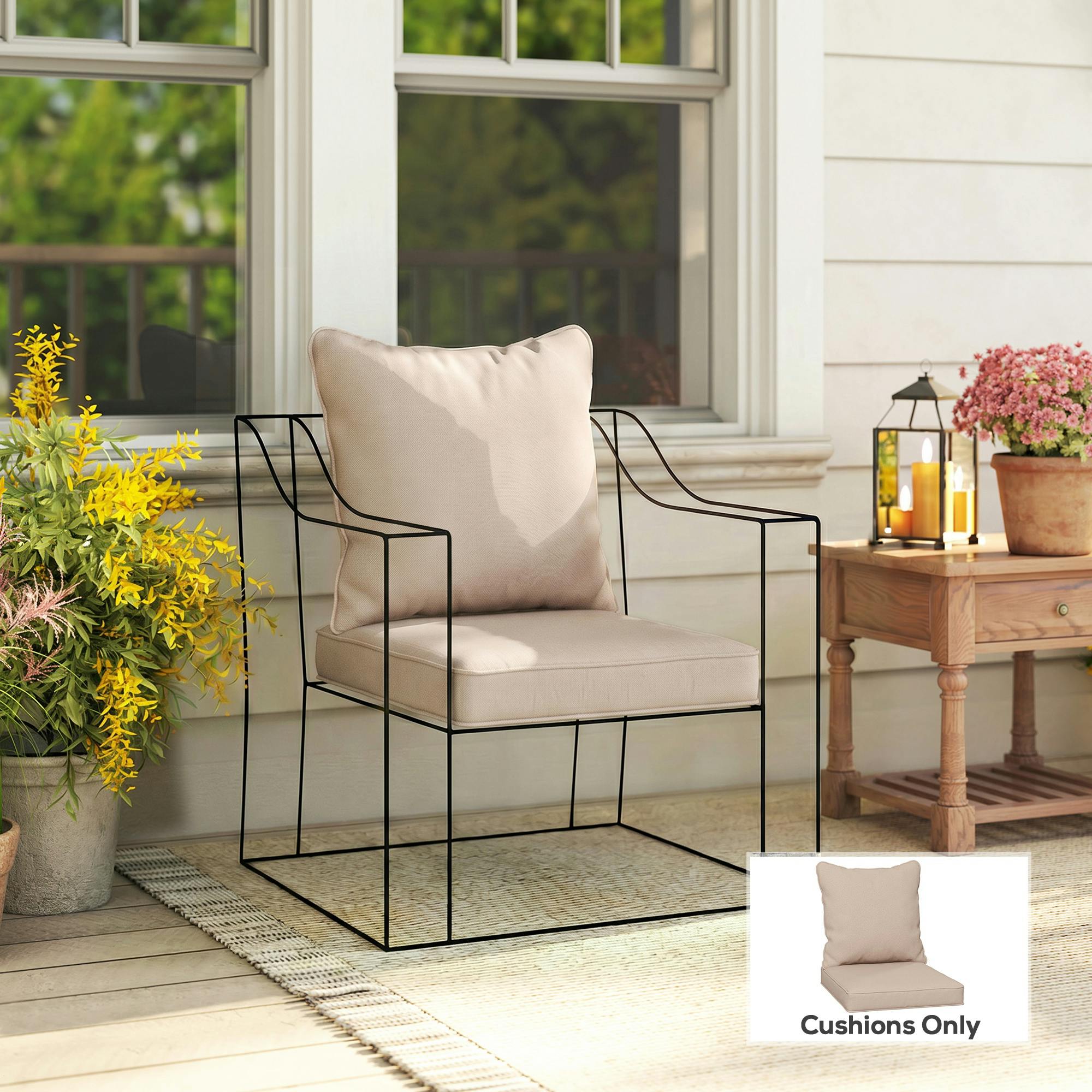 Rackhams Beige Garden Chair Cushion Set With 1 Seat And 1 Back Pad,