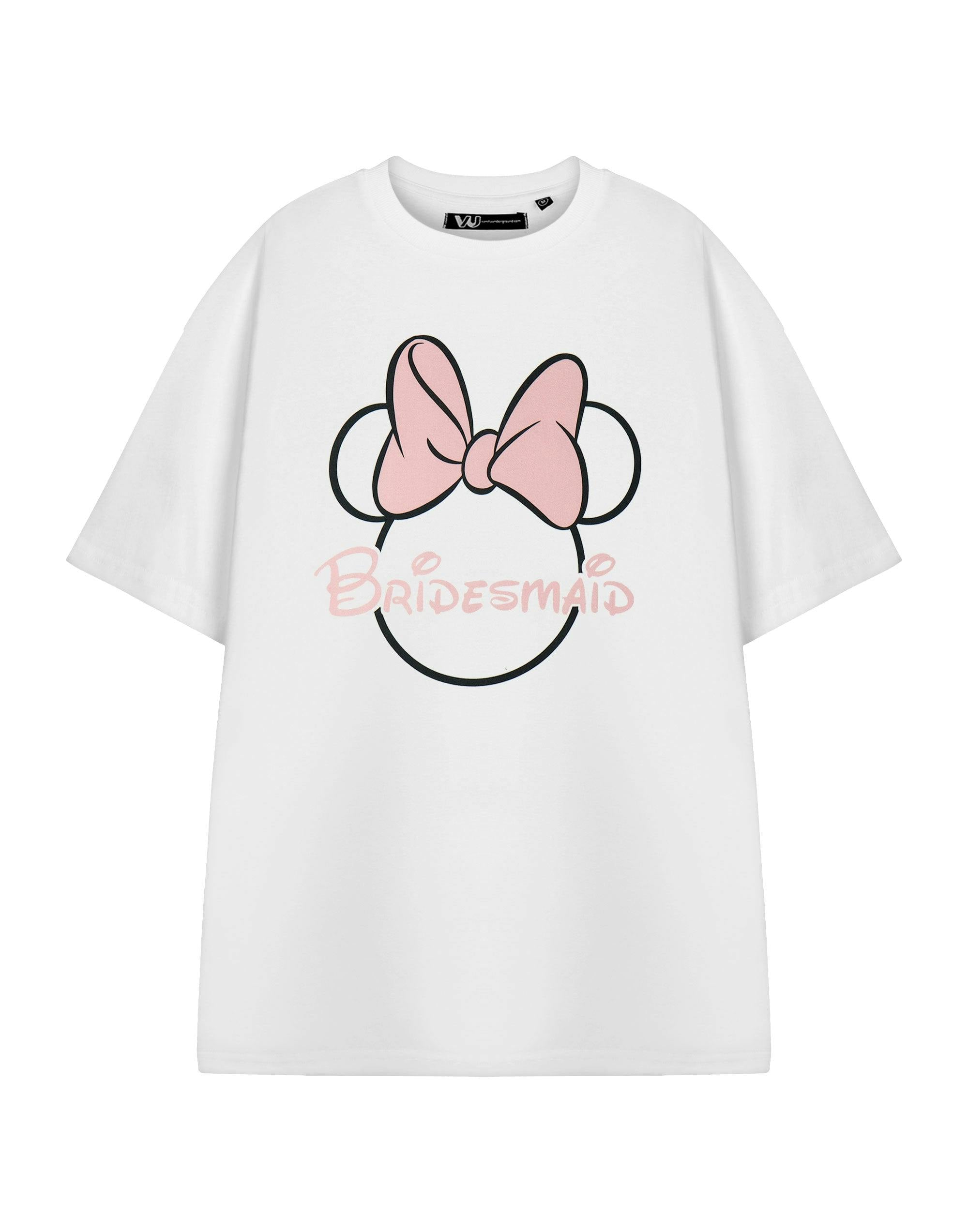 Vanilla Underground Women's White Disney Minnie Mouse Bridesmaid Hen Party Short Sleeved T-Shirt - Small
