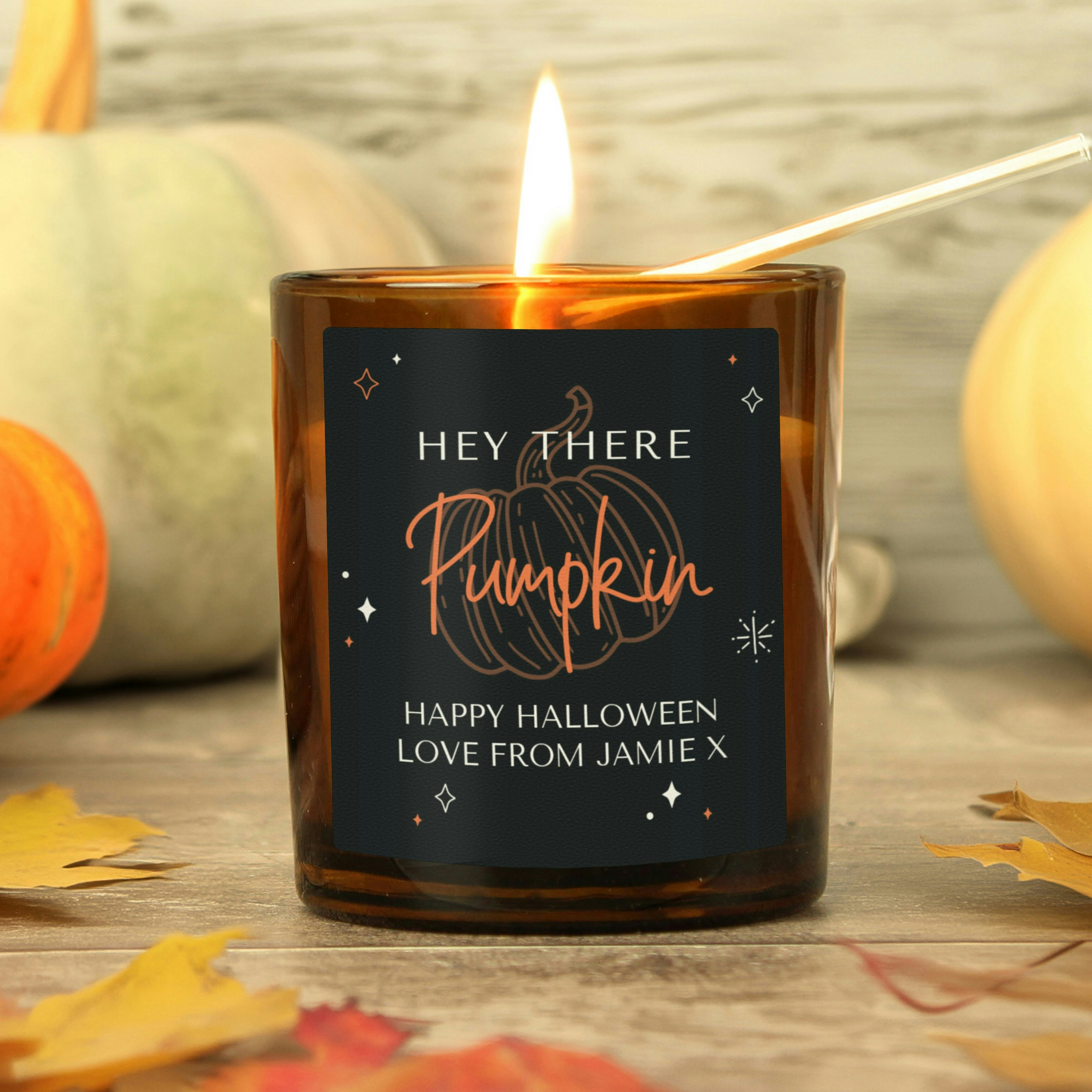 Rackhams Amber Personalised Pumpkin Glass Candle