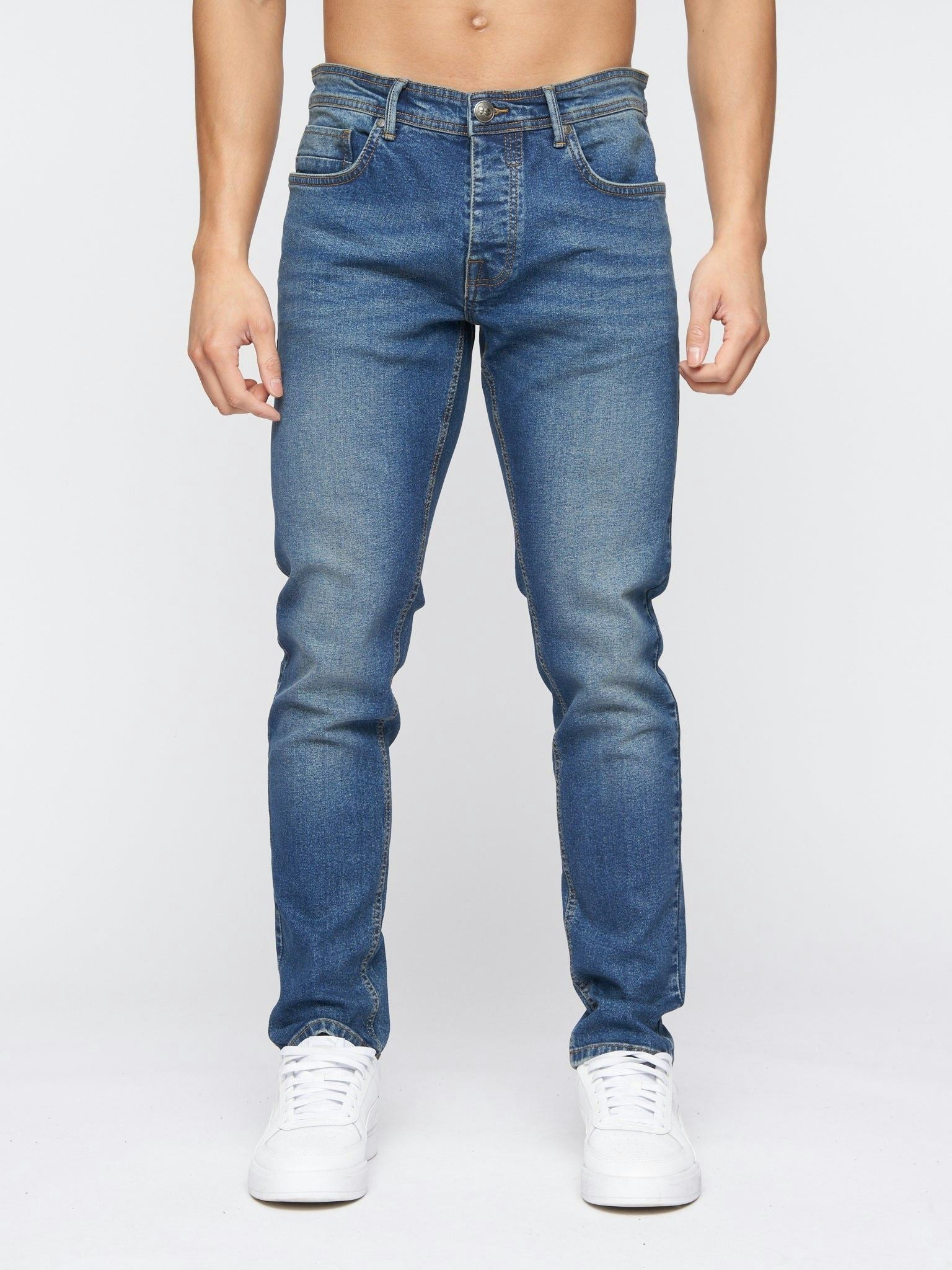Crosshatch Men's Buraca Slim Fit Denim Jeans Stone Wash - W36 L34