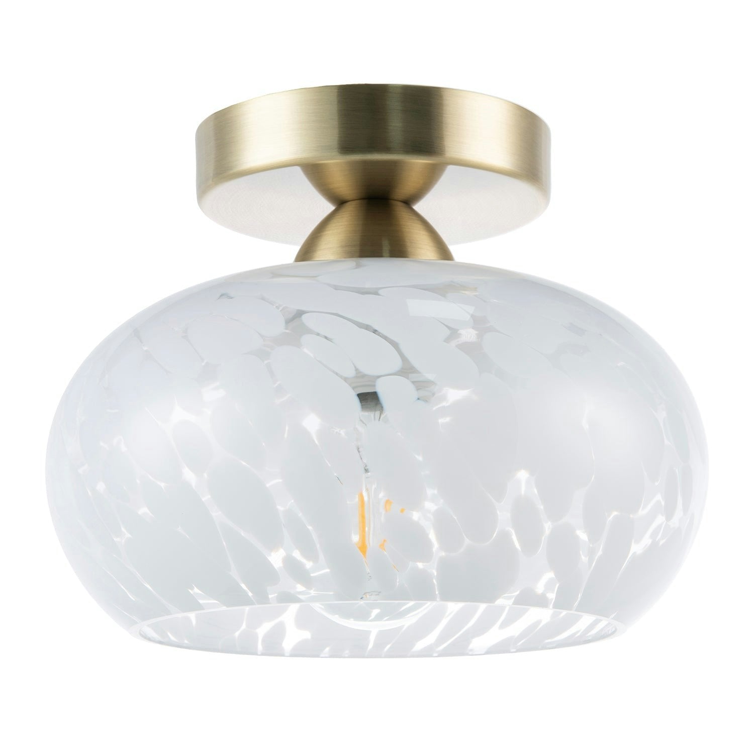 Happy Homewares Light/White Antique Brass Ceiling Fitting With Snowflake Glass Shade
