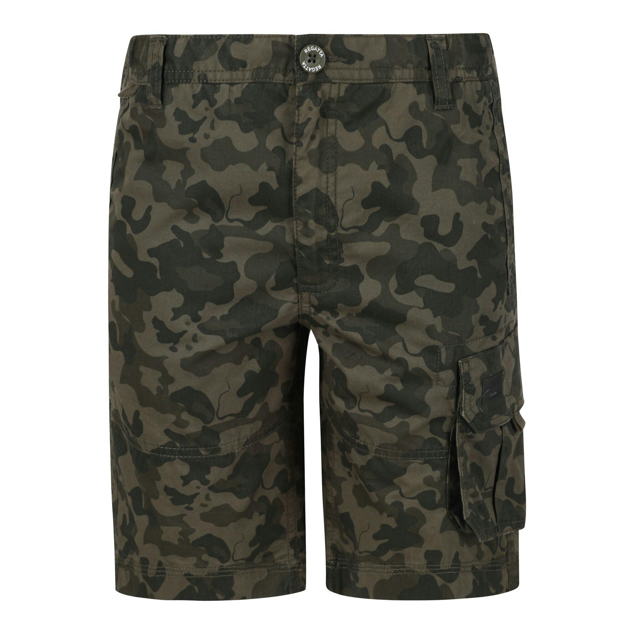 Regatta Kids Shorewalk Multi Pocket Shorts - Grape Leaf Camo - Grape Leaf Camo - 3-4 Years - 100% Cotton