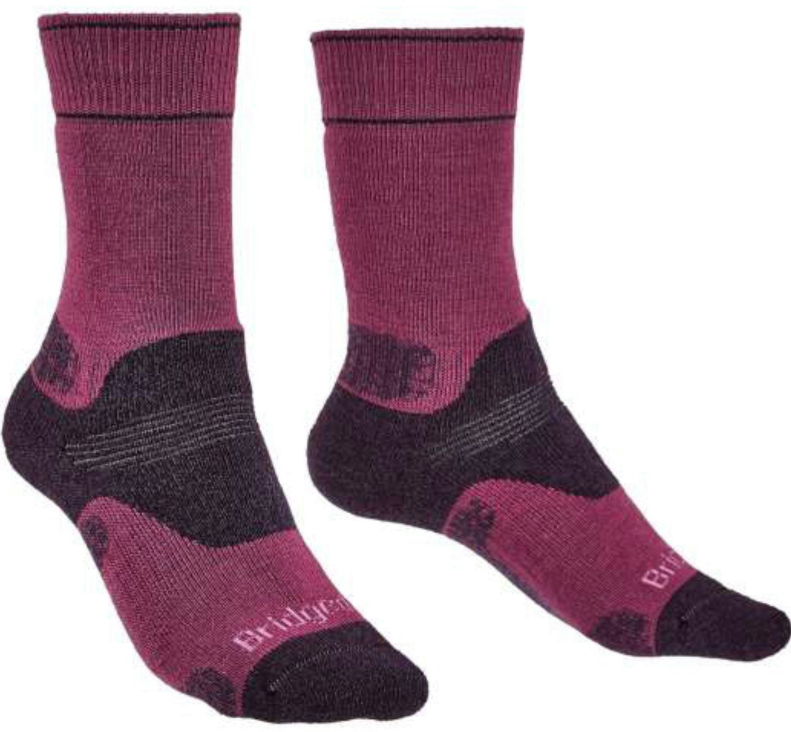 Bridgedale Women's Purple Midweight Merino Performance Hiking Crew Socks {Br-710644} - Berry - Large