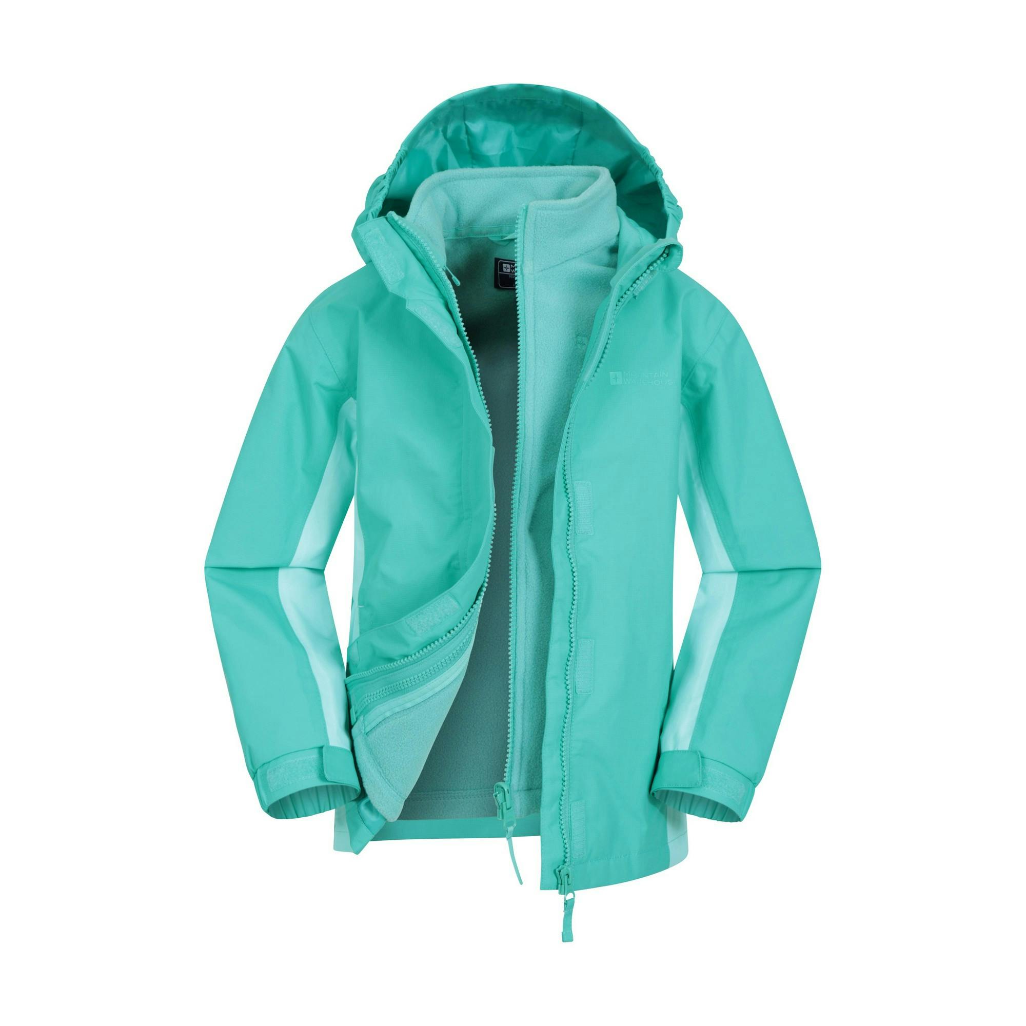 Mountain Warehouse Childrens/Kids Lightning 3 In 1 Waterproof Jacket - Teal - 5-6 Years - Teal - 100% Nylon