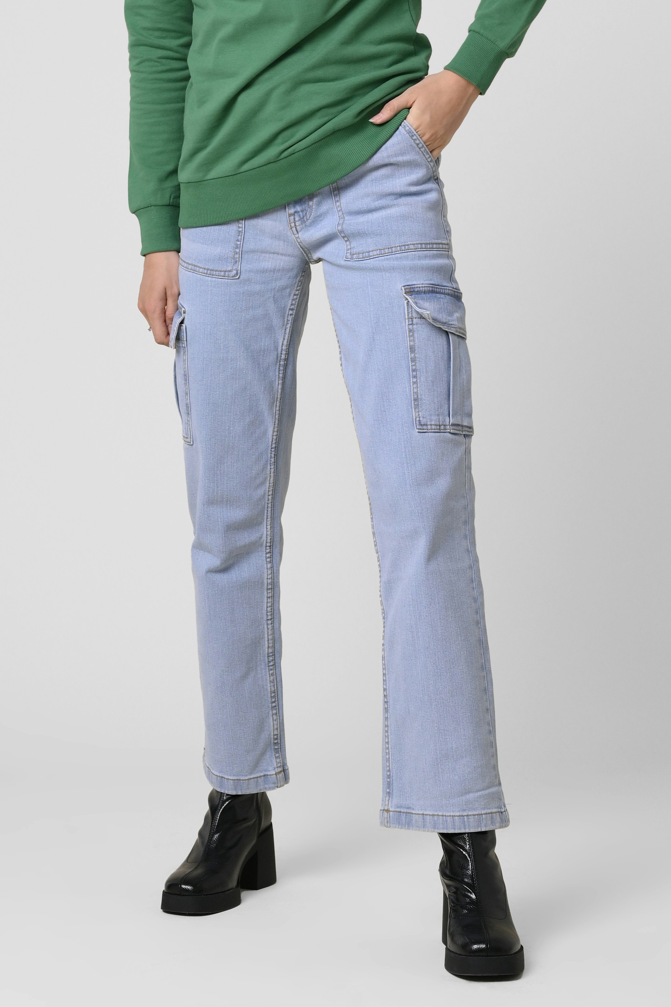 Enorsia Blue Vintage Straight Leg Cargo Jeans - 16 - 99% Cotton, 1% Spandex