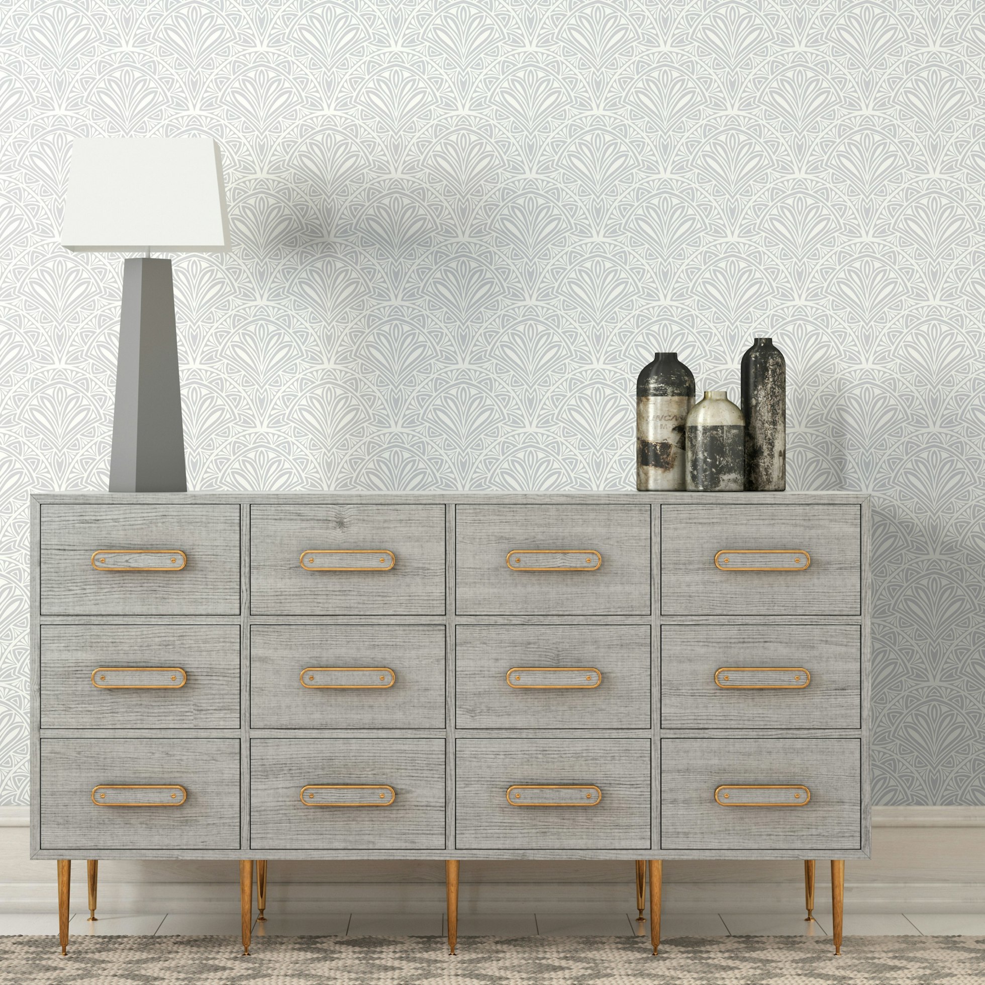 Hoopla Walls Grey Deco Fan - 10M Wallpaper