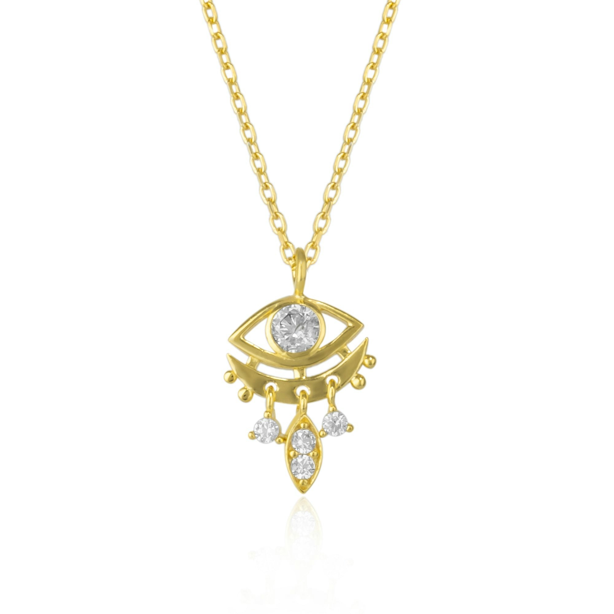 Spero London Women's Silver/Gold Sterling Eye Evil Eye Pendant Necklace